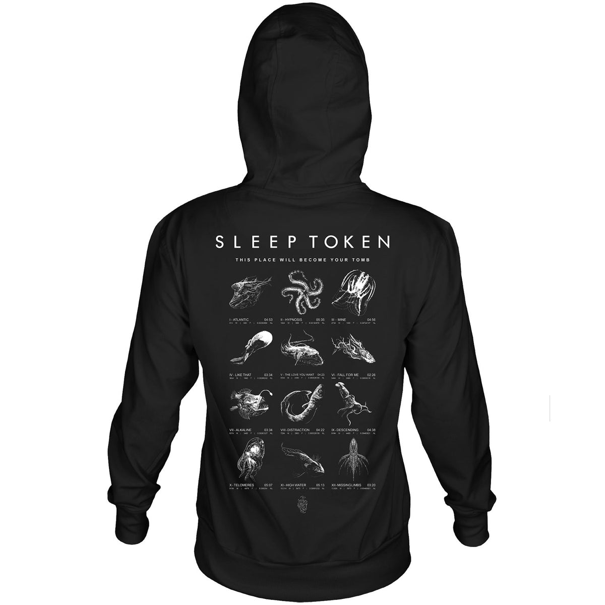 Sleep Token Depth Chart Hooded Sweatshirt Back