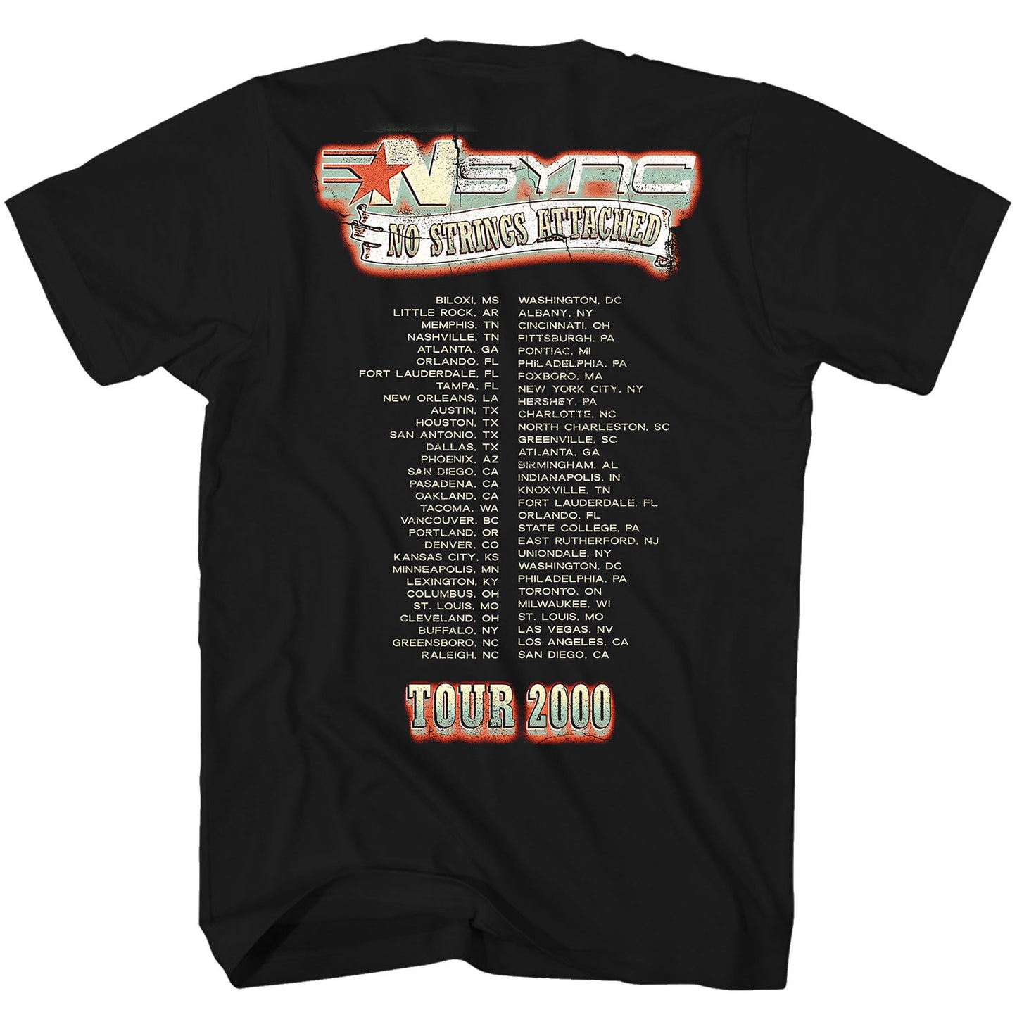 N Sync No Strings Attached 2000 Tour T-shirt Back