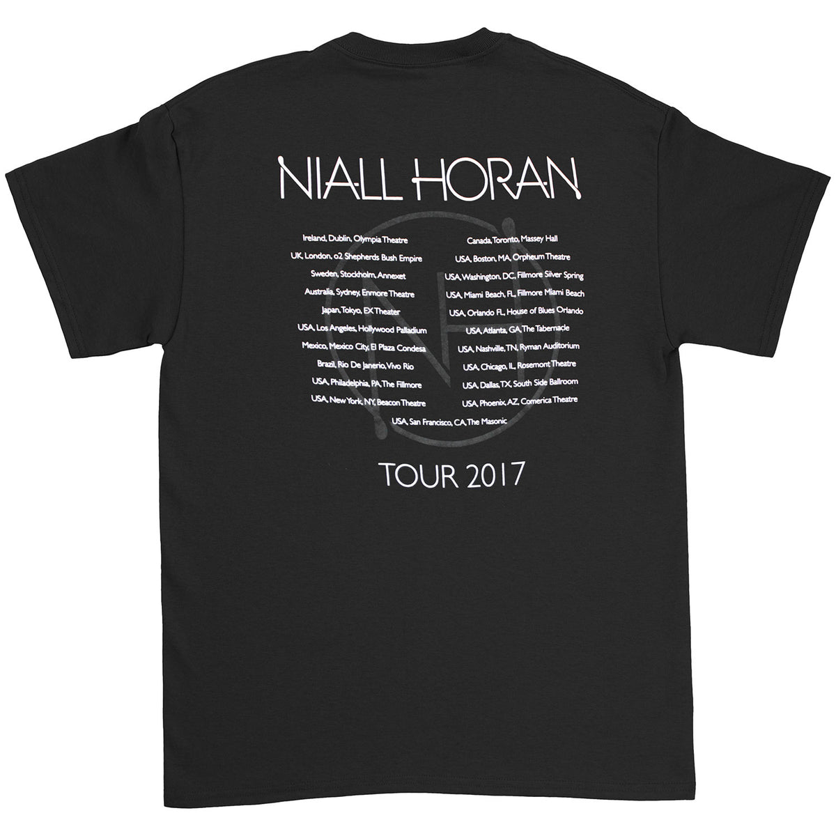 One Direction Niall Horan Flicker Sessions 2017 Tour With Personalized Sewn Tag Slim Fit T-shirt Back