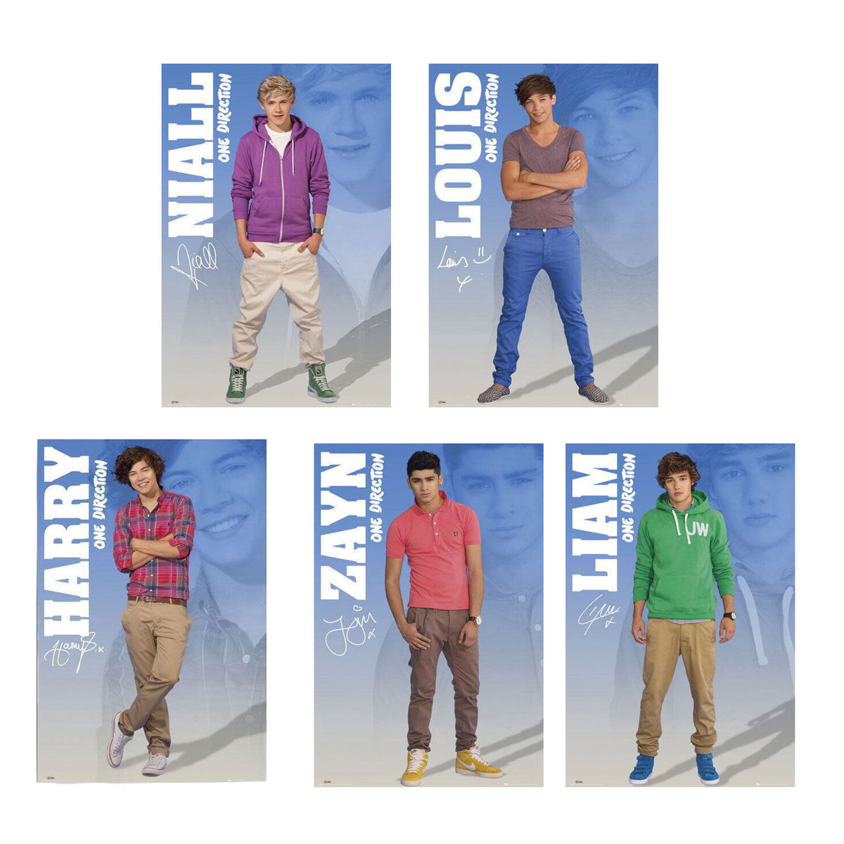 One Direction 5 Piece Postcard Set Post Card Front
