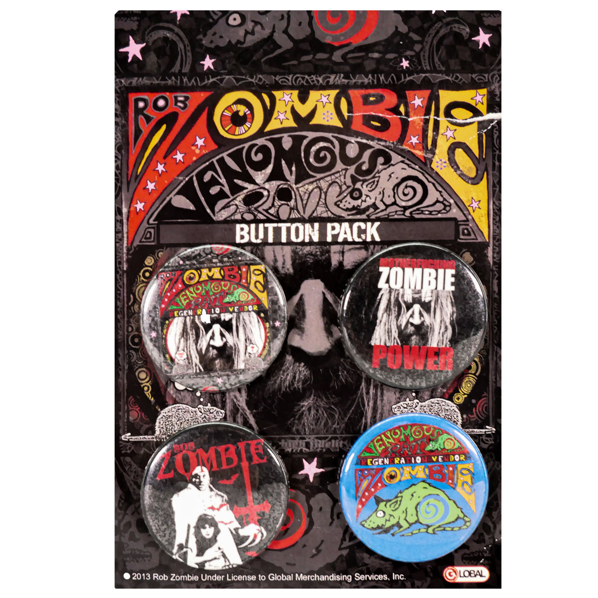 Rob Zombie 4 Piece Button Pack Collector Items Front