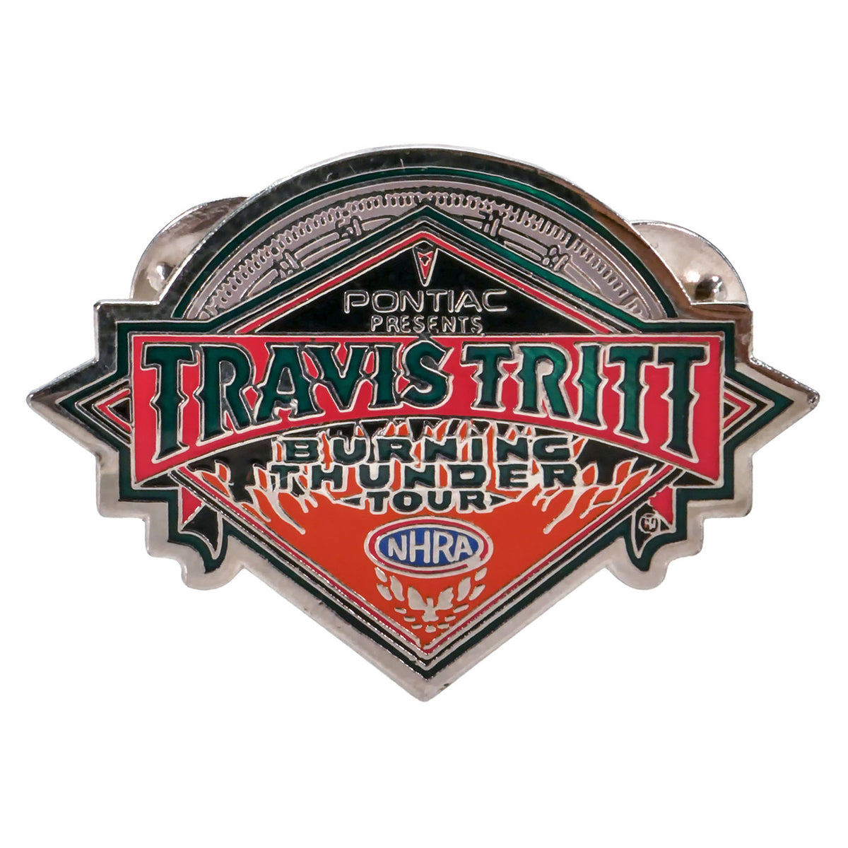Travis Tritt Pontiac Presents Burning Thunder Tour NHRA Pewter Pin Badge Front