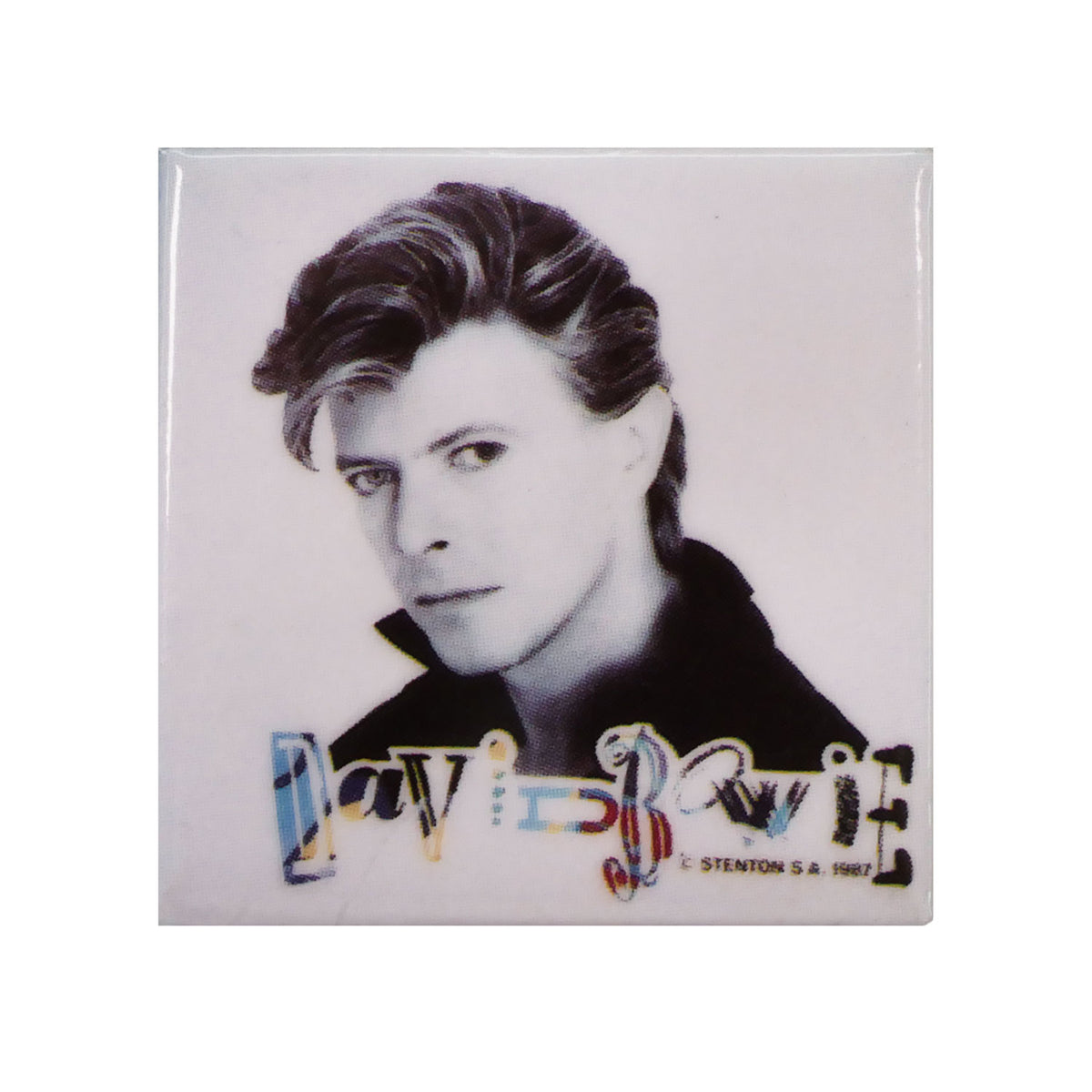 David Bowie Logo & Photo Button Front