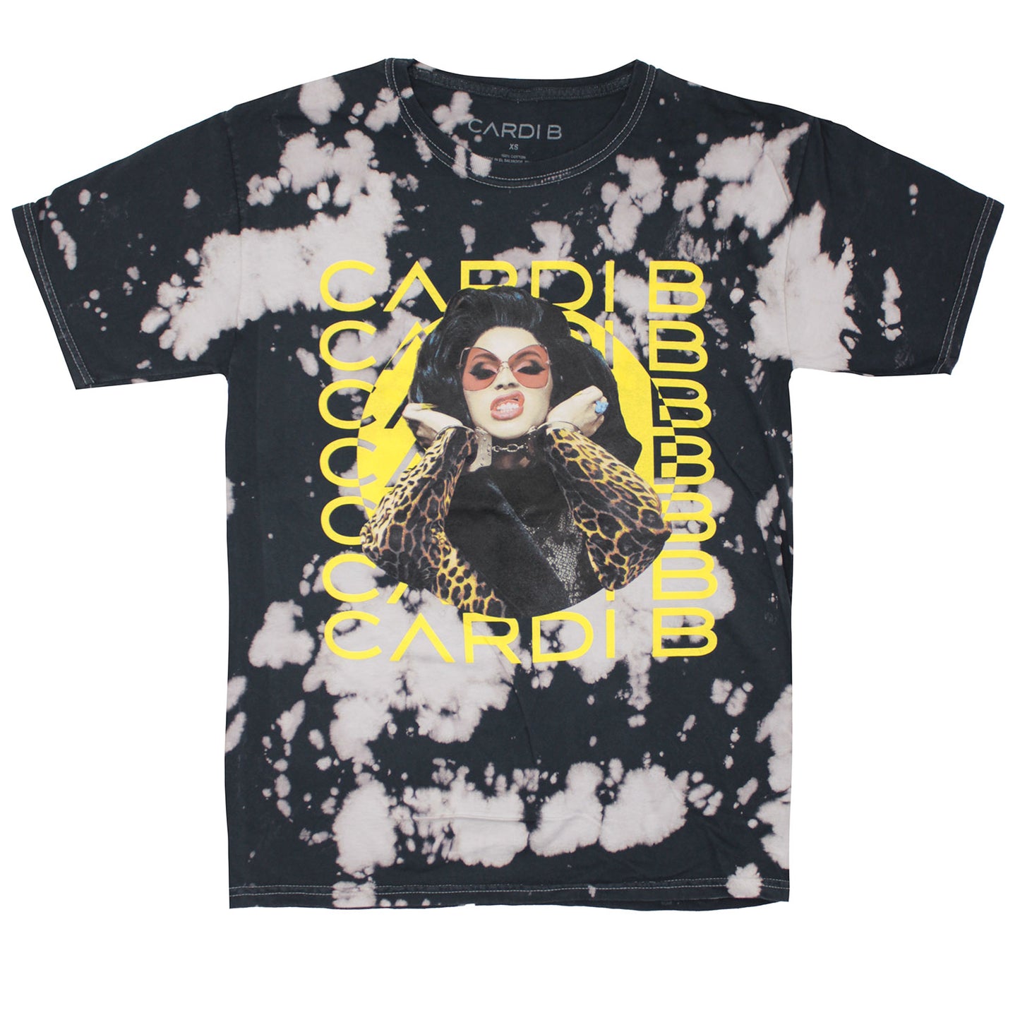 Cardi B Leopard Coat With Handcuffs Tie Dye T-shirt Front