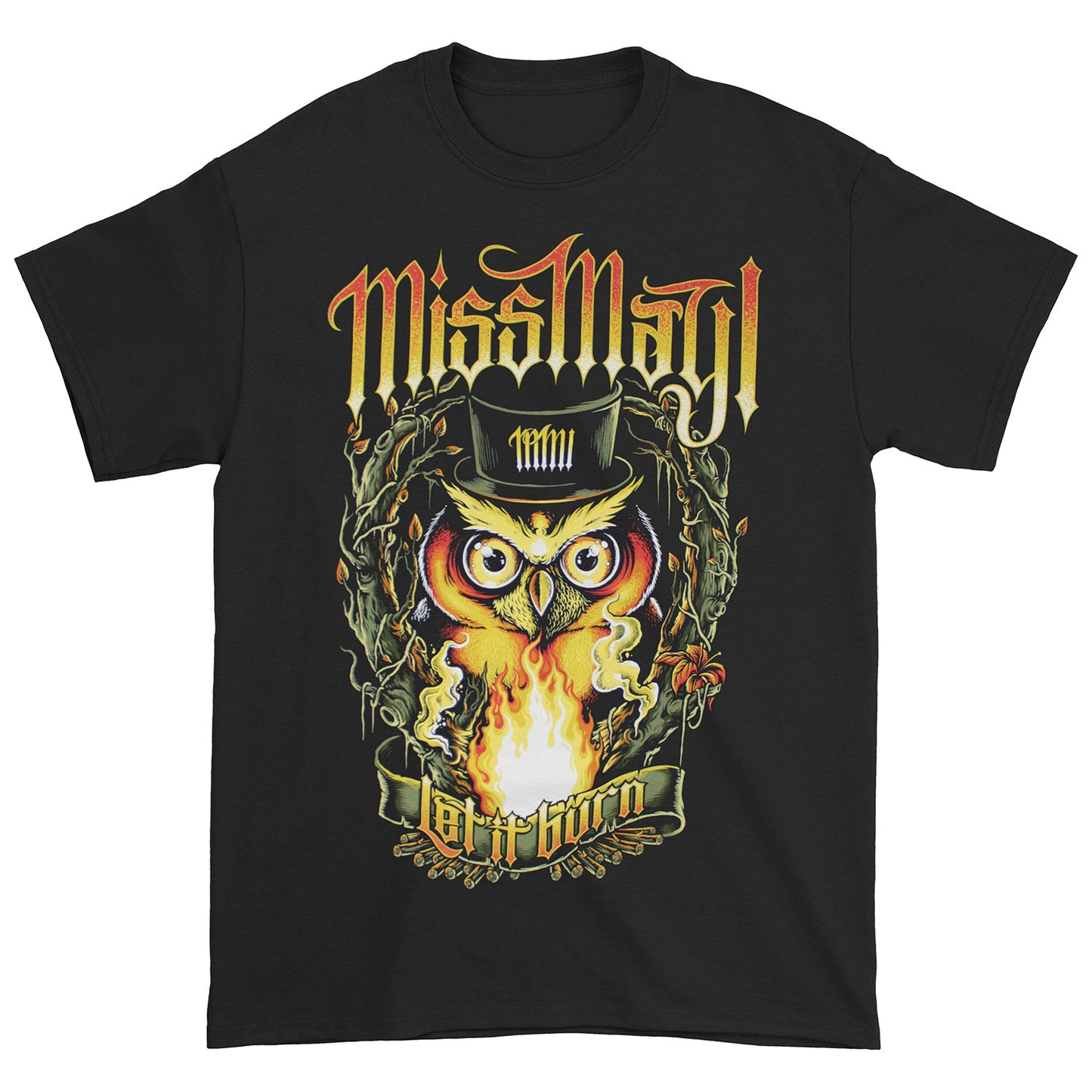 Miss May I Let it burn Owl Slim Fit T-shirt Front