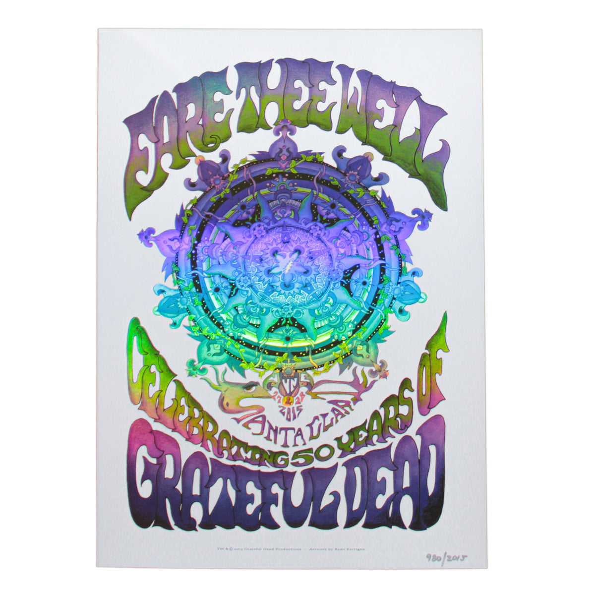 Grateful Dead Fare Thee Well by Ryan Kerrigan (Blue Edition) Limited Screenprint Front