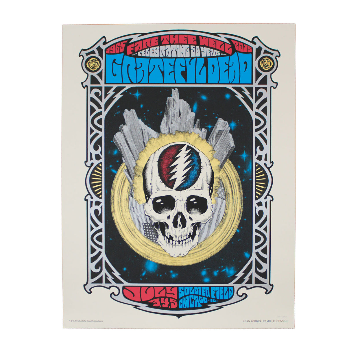 Grateful Dead Fare Thee Well Chicago by Alan Forbes | Camille Johnson *Scratch And Dent* Limited Screenprint Front