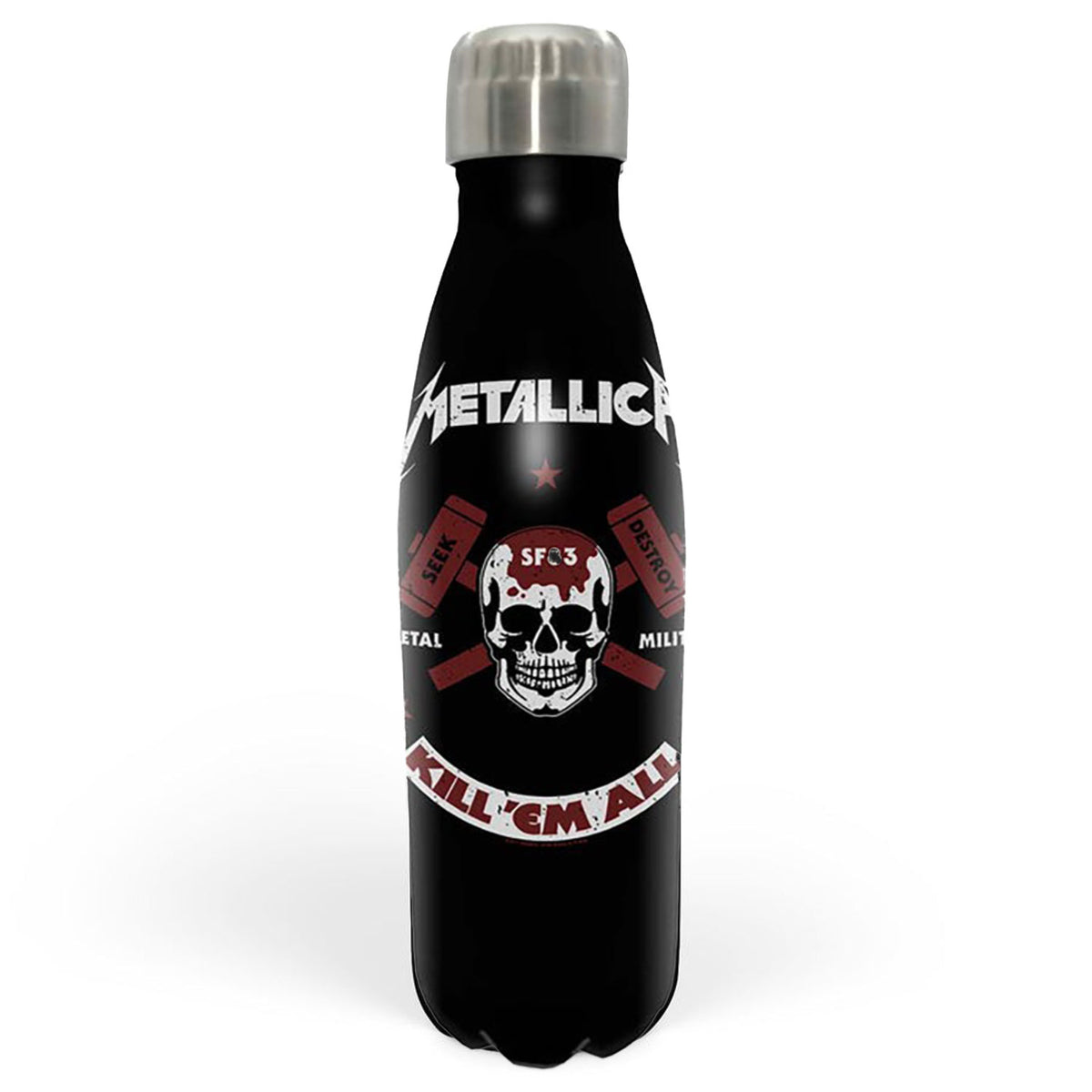 Metallica Seek Destroy Metal Militia Kill 'Em All Drink Bottle Water Bottle Front