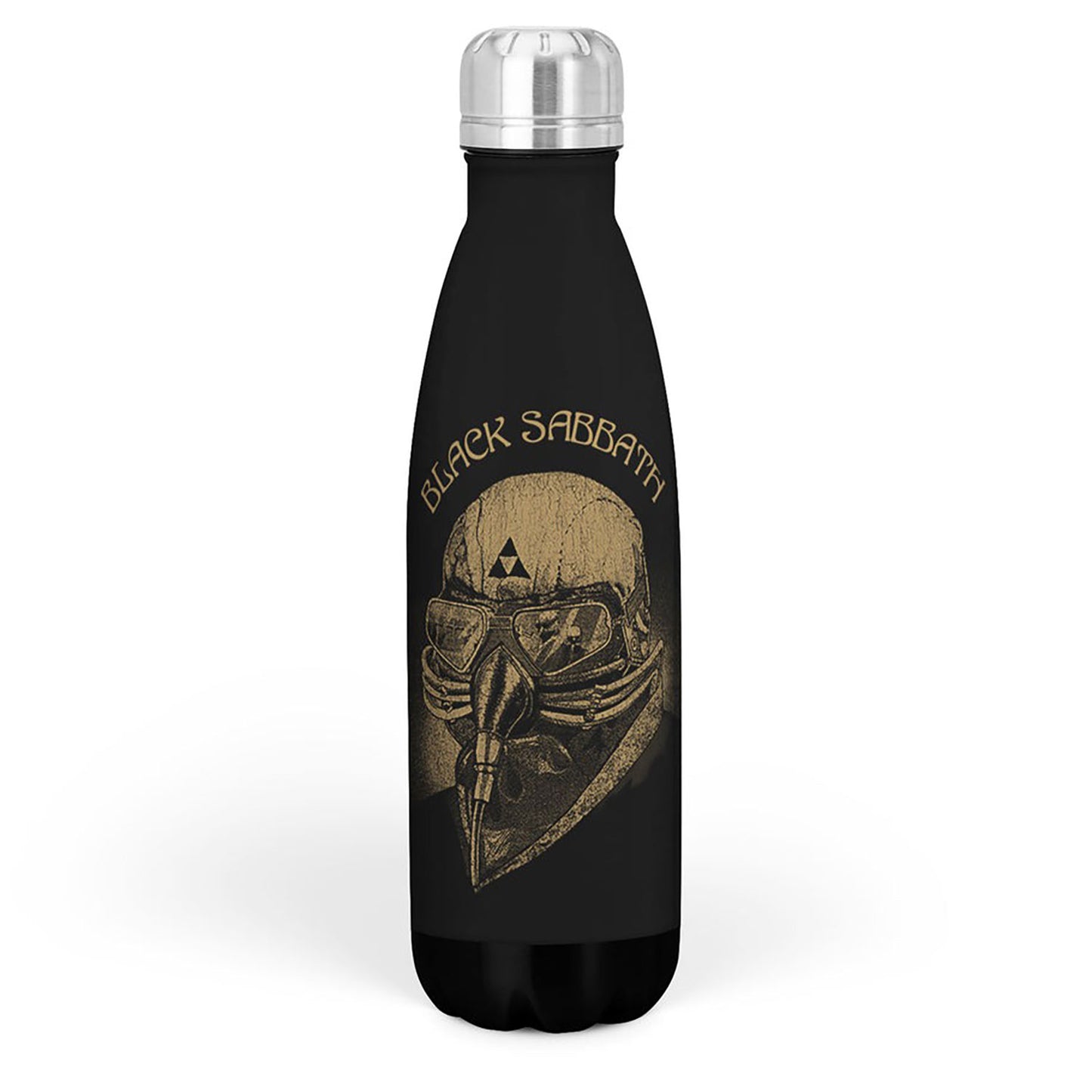 Black Sabbath Gas Mask Drink Bottle Water Bottle Front