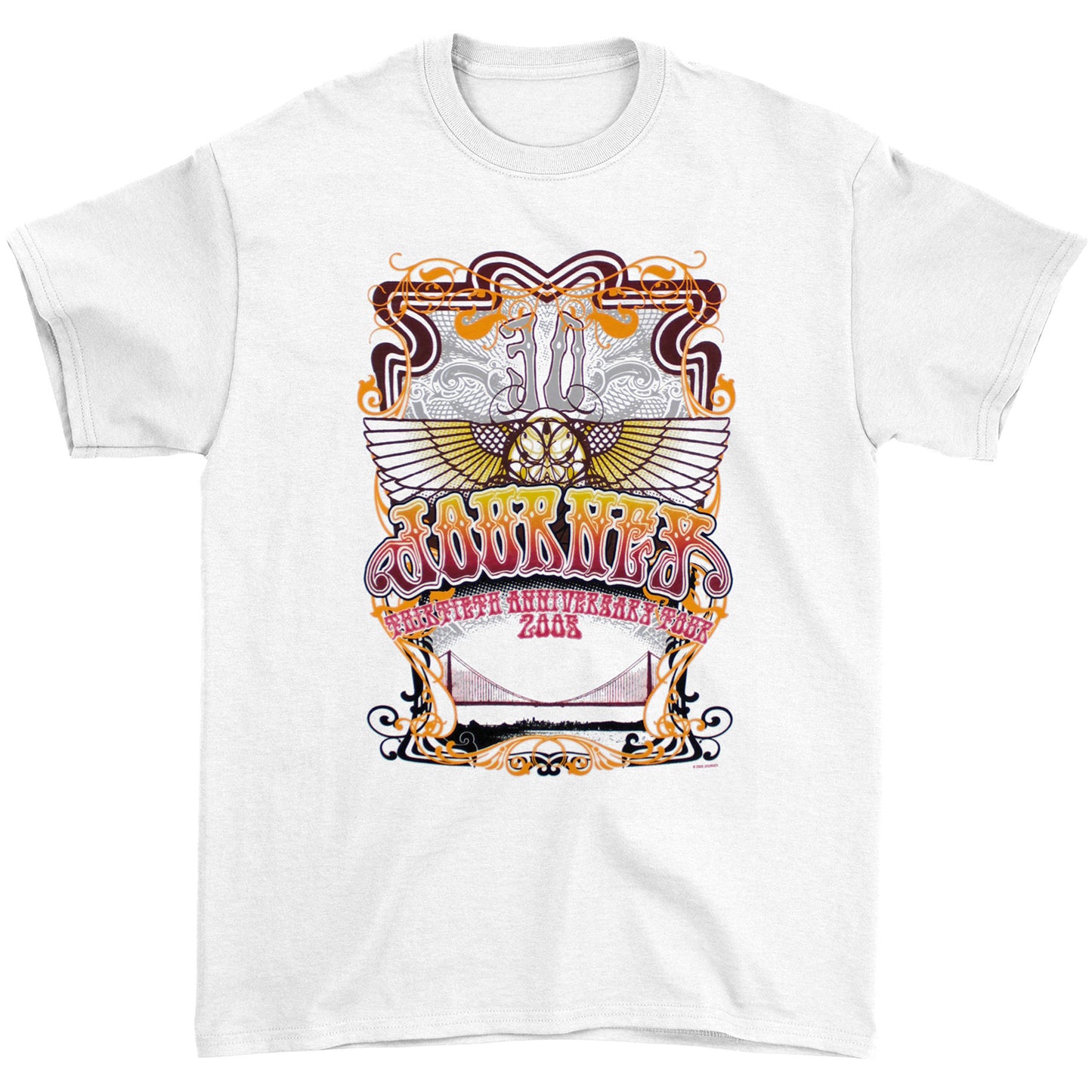 Journey 30 Thirtieth Anniversary Tour 2005 (White) Slim Fit T-shirt Front