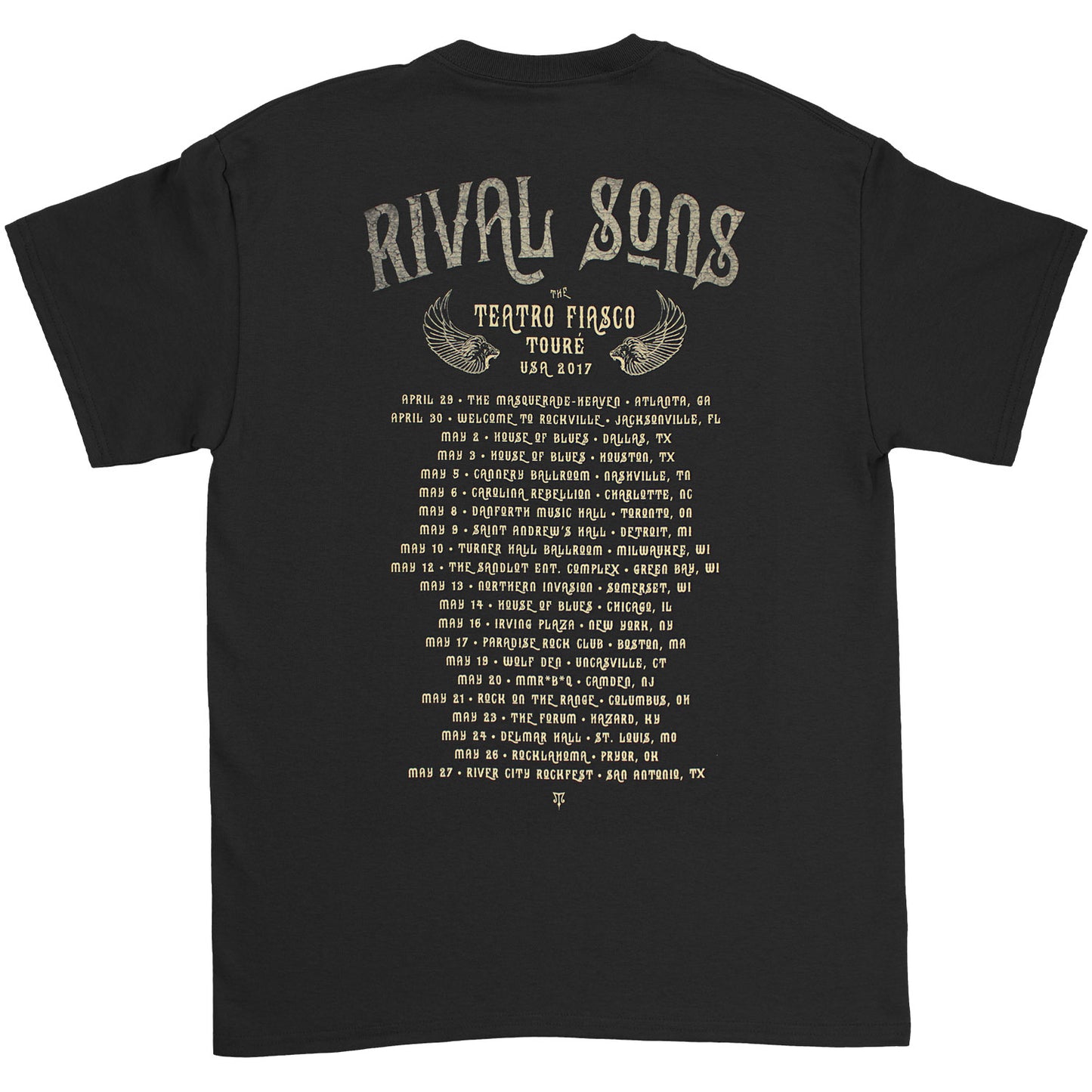 Rival Sons The Teatro Fiasco Toure USA 2017 T-shirt Back