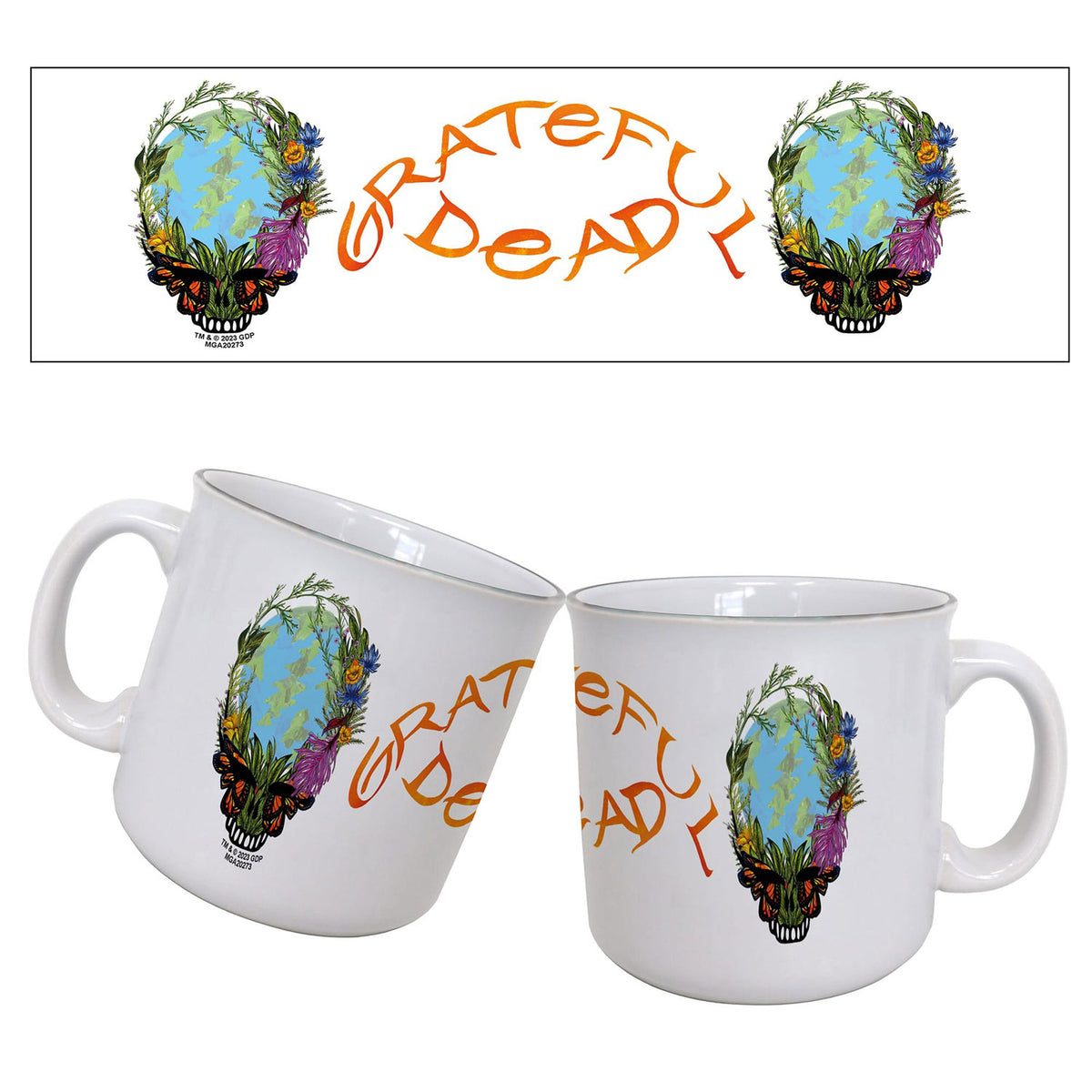 Grateful Dead Floral Skull Coffee Mug Front