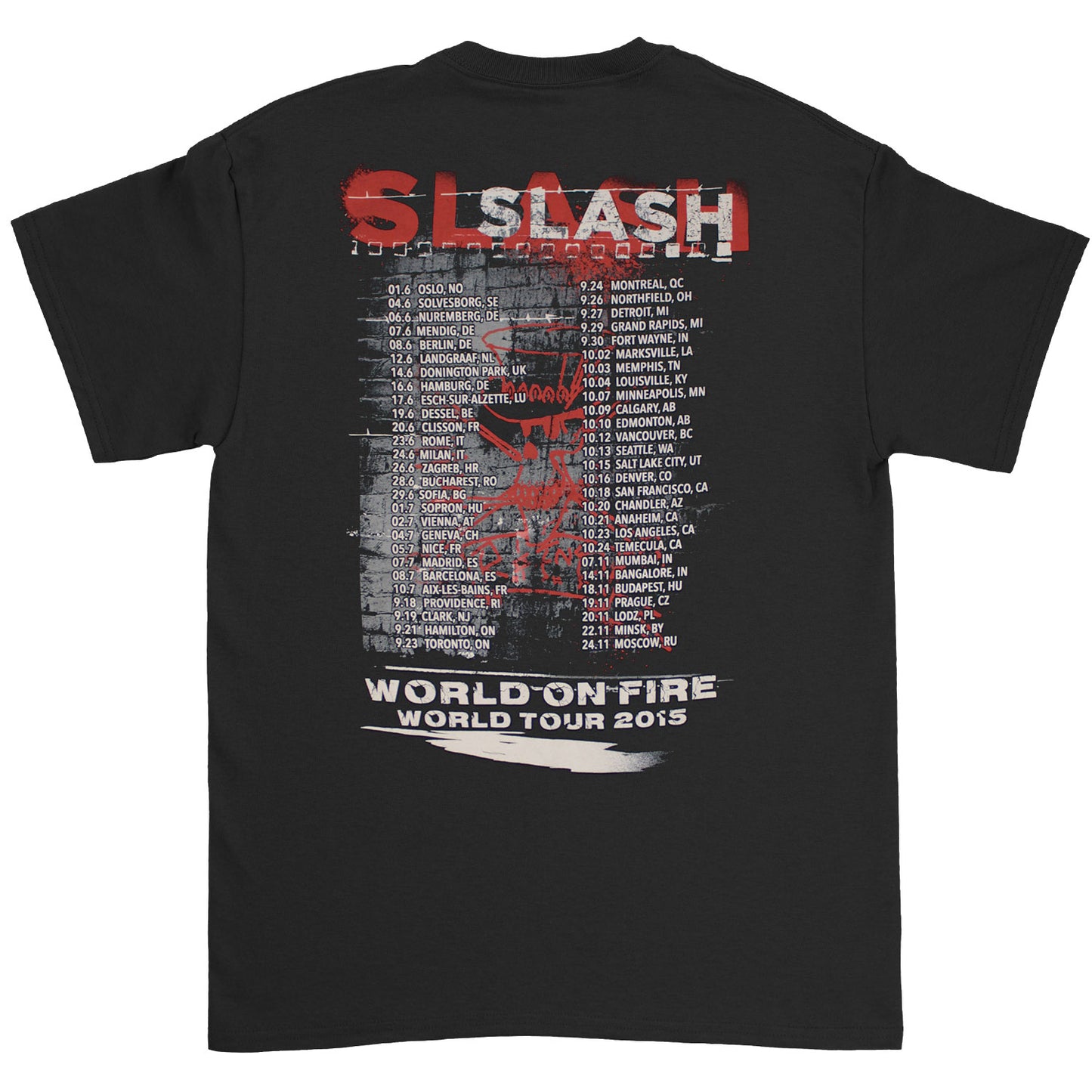 Slash World On Fire World Tour 2015 (Oslo, NO - Moscow, RU) Slim Fit T-shirt Back