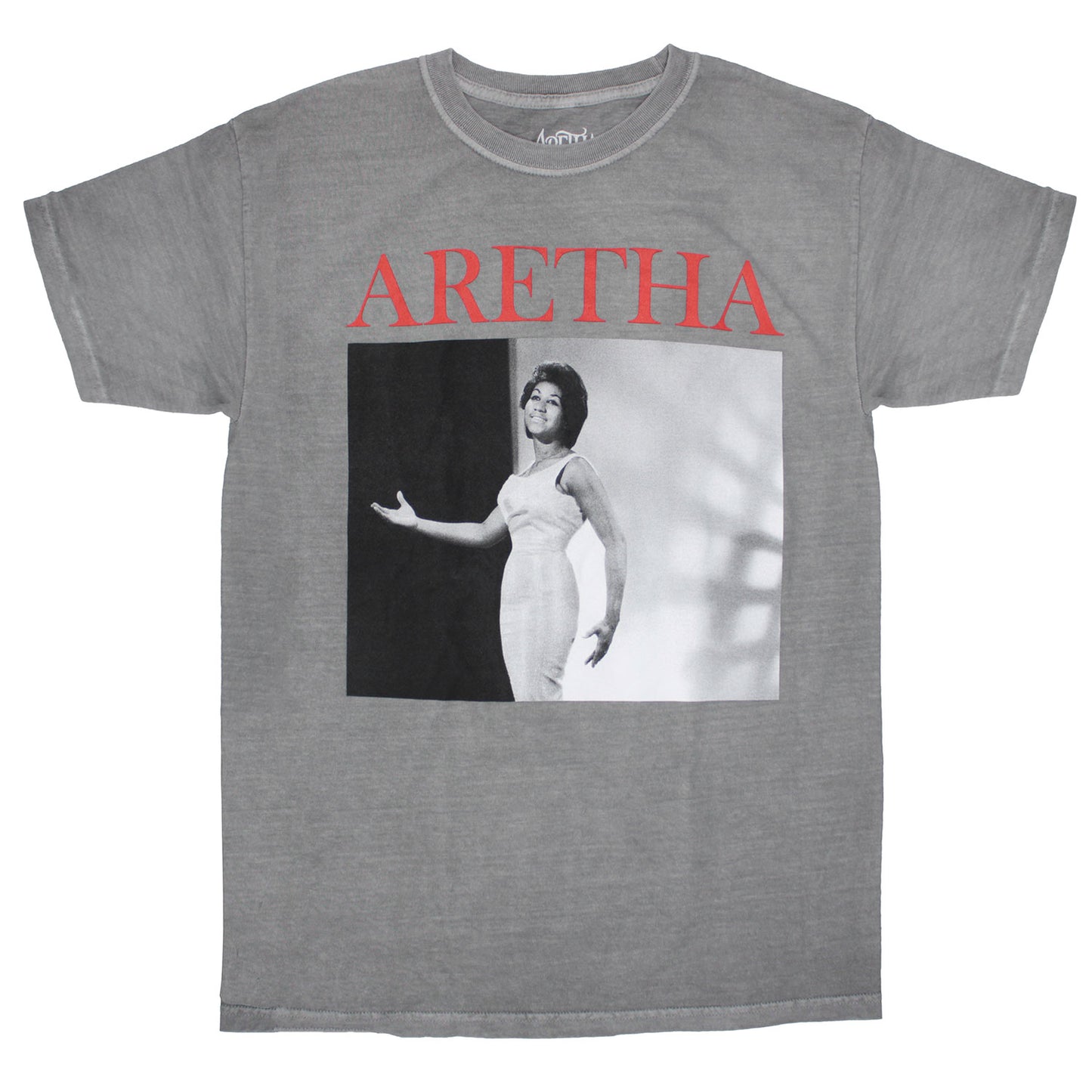 Aretha Franklin ARETHA Red Logo Above Black & White Photo T-shirt Front