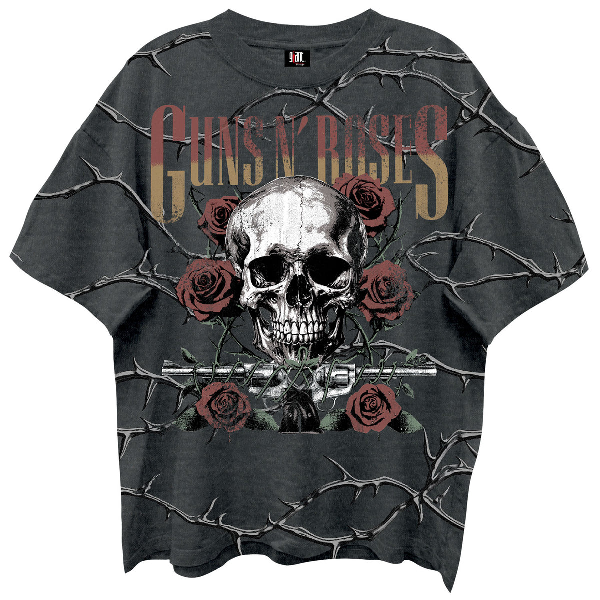 Guns N Roses GNR Skull Roses Vintage T-shirt Front