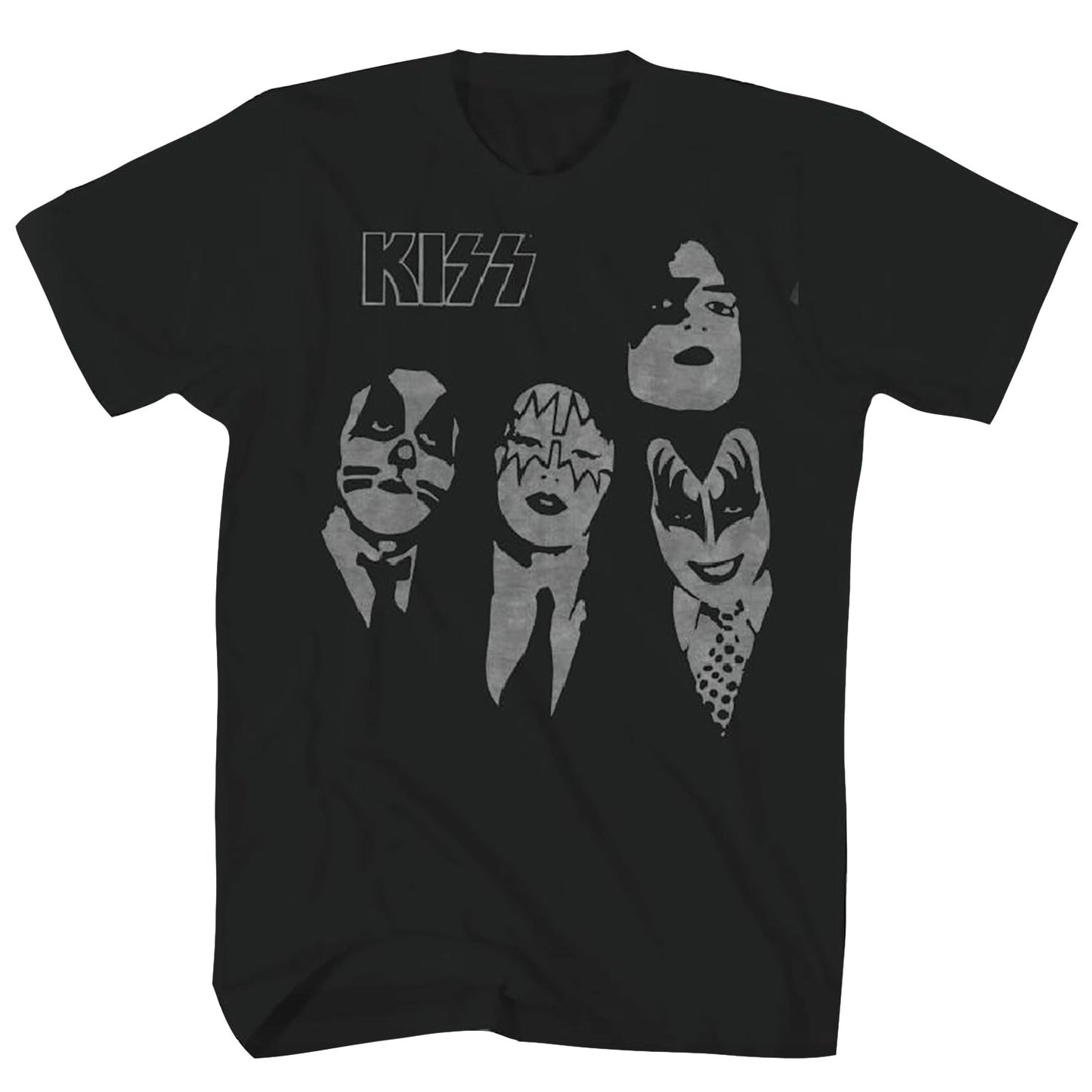 KISS Dressed To Kill Heads In Black & White T-shirt Front