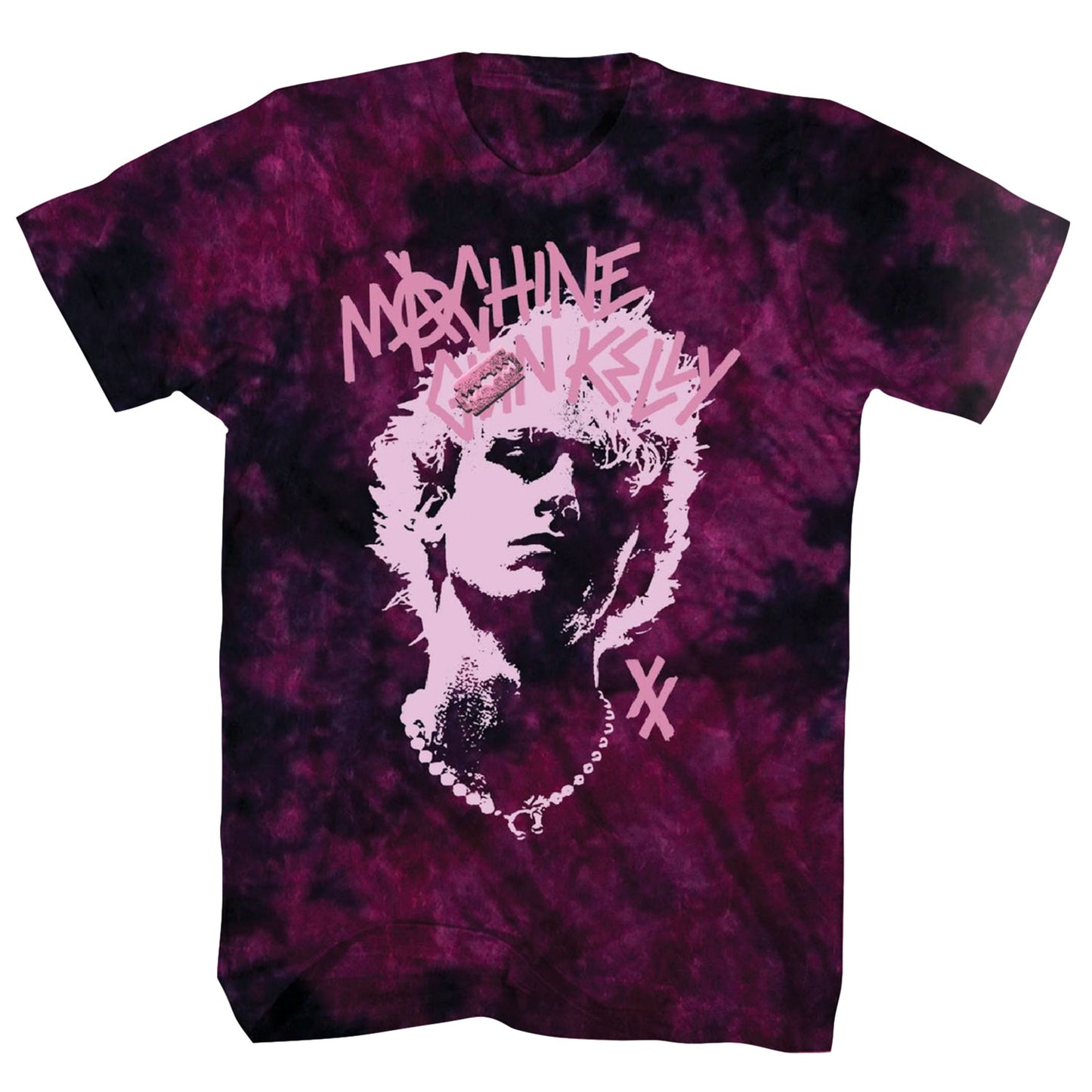 Machine Gun Kelly (Music) Pink Silhouette Portrait Tie Dye T-shirt Front