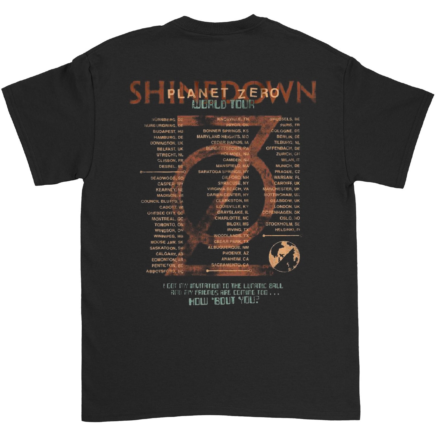 Shinedown Planet Zero World Tour T-shirt