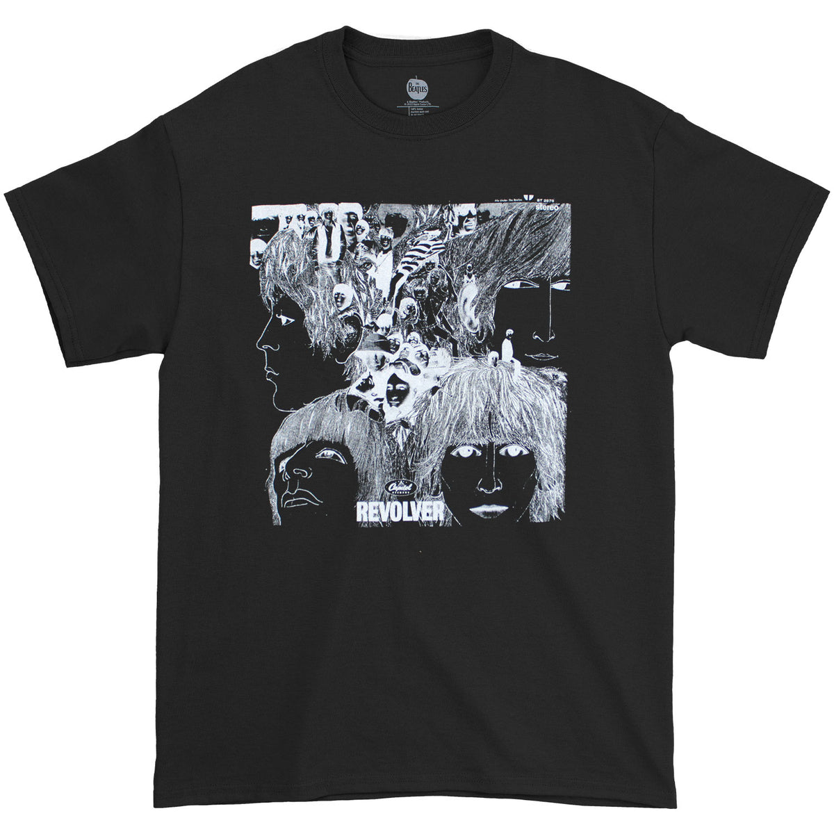 Beatles Revolver On Black T-shirt Front