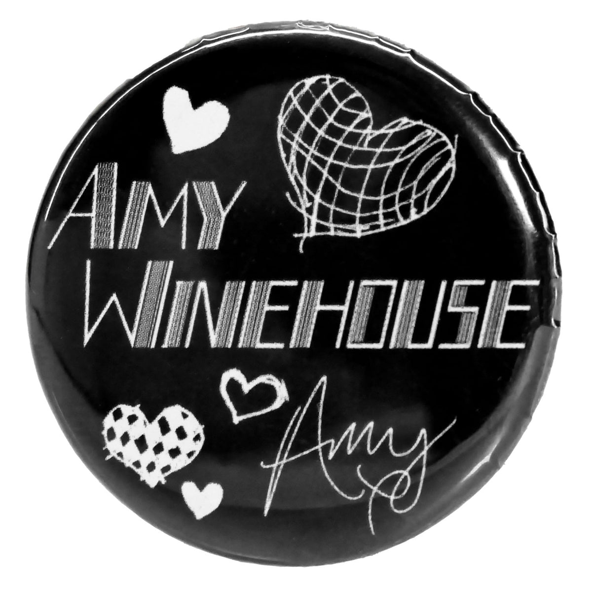 Amy Winehouse Hearts Button Front