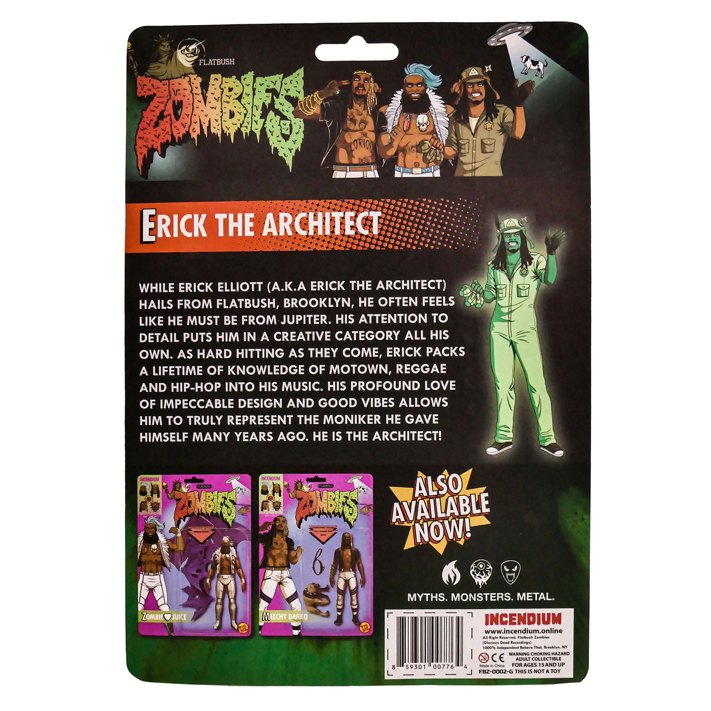 Flatbush Zombies 'Erick The Architect' Day Glow 5" FigBiz Action Figure Action Figure Back