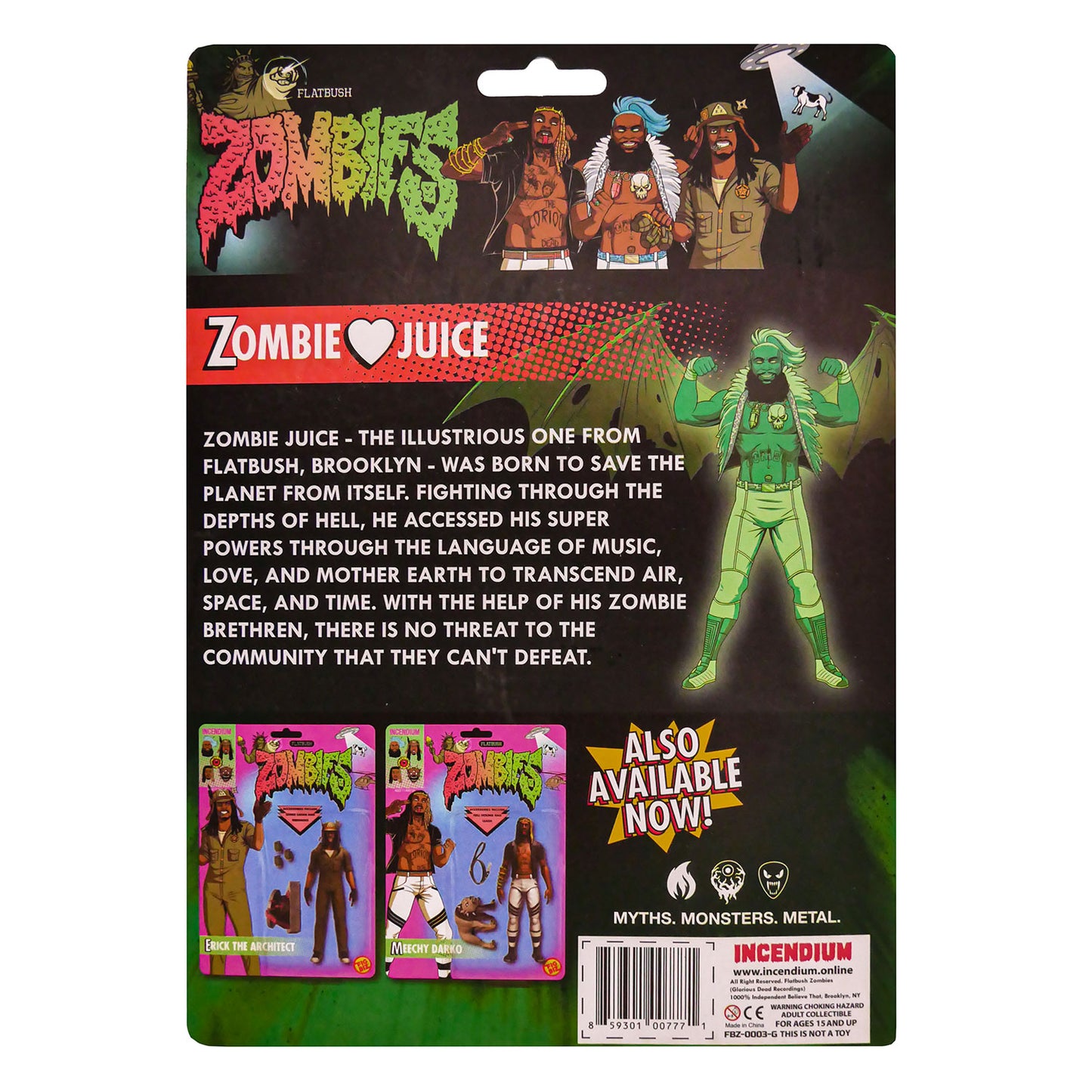 Flatbush Zombies 'Zombie Juice' Day Glow 5" FigBiz Action Figure Action Figure Back