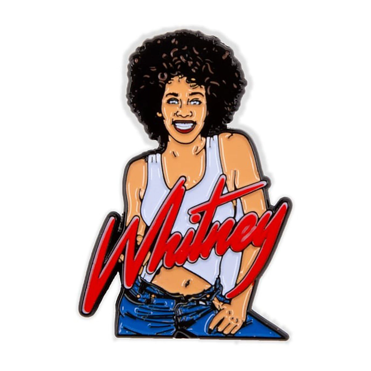 Whitney Houston Whitney Enamel Pin + Magnet Attachment Pewter Pin Badge Front