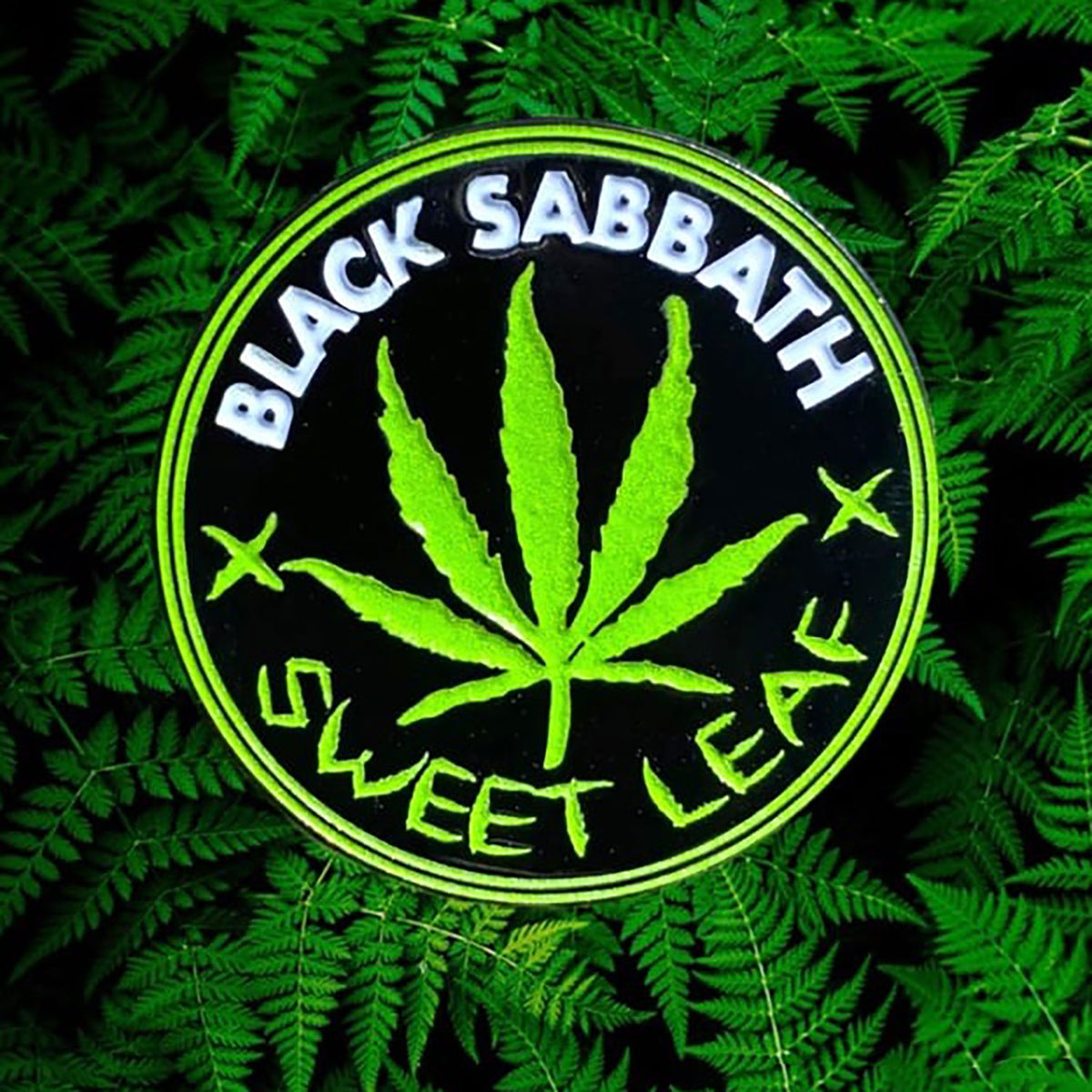 Black Sabbath Sweet Leaf Enamel Pin + Magnet Add On Pewter Pin Badge Front