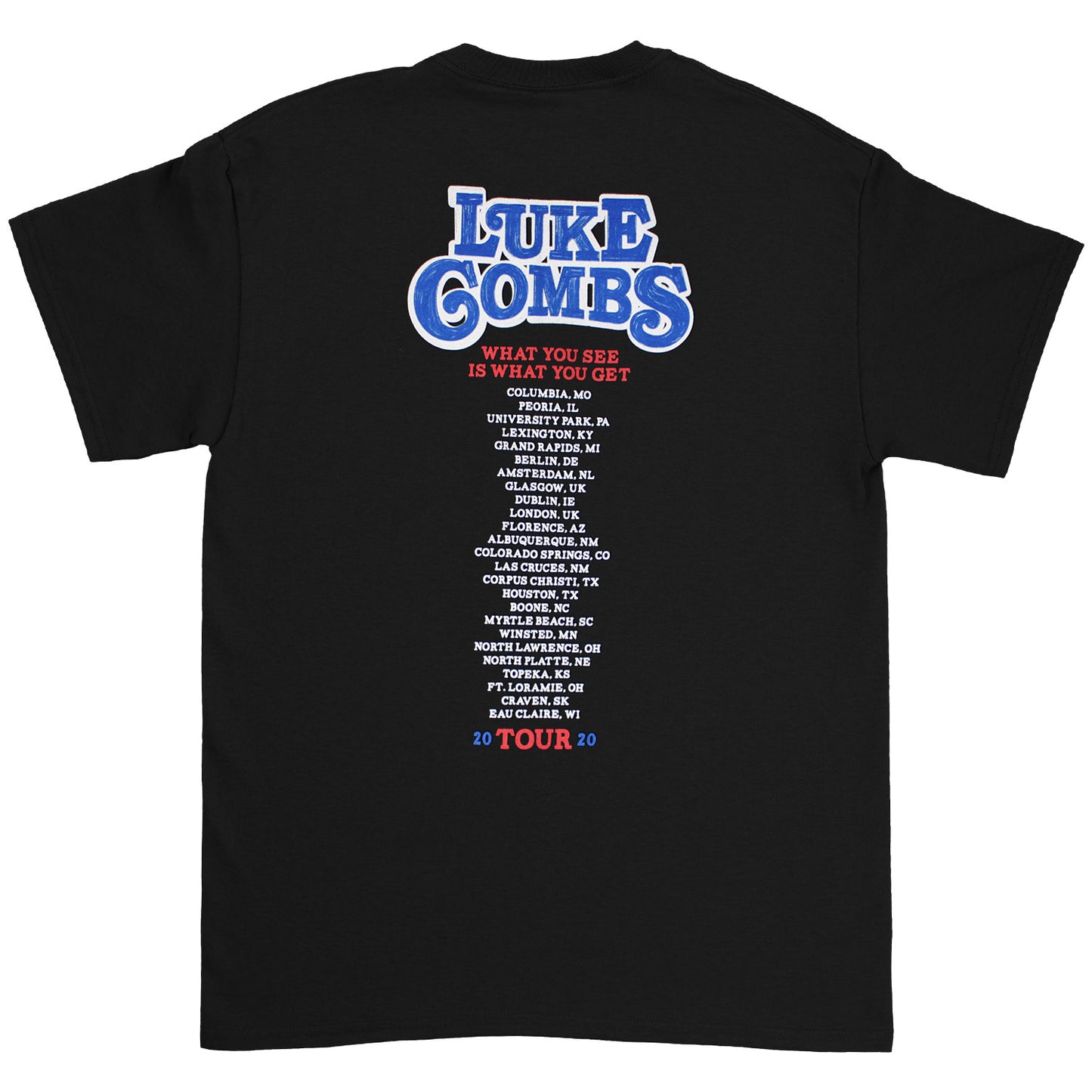 Luke Combs What You See Is What You Get Tour 2020 Slim Fit T-shirt Back