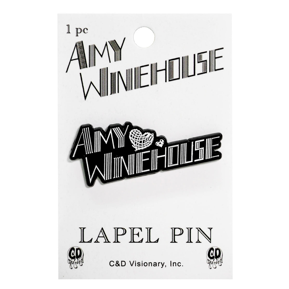 Amy Winehouse Hearts Logo Pewter Pin Badge Back