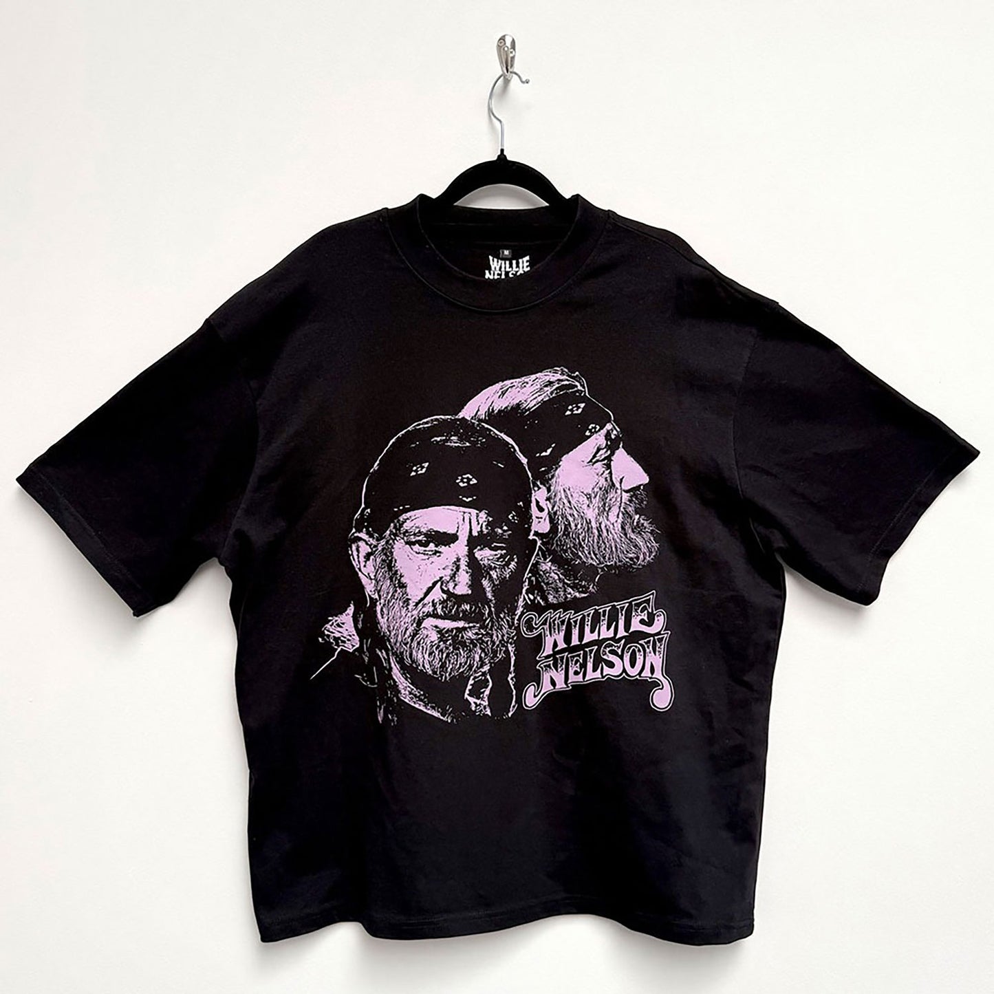 Willie Nelson Purple Graphic Oversized Boxy Tee Vintage T-shirt Back