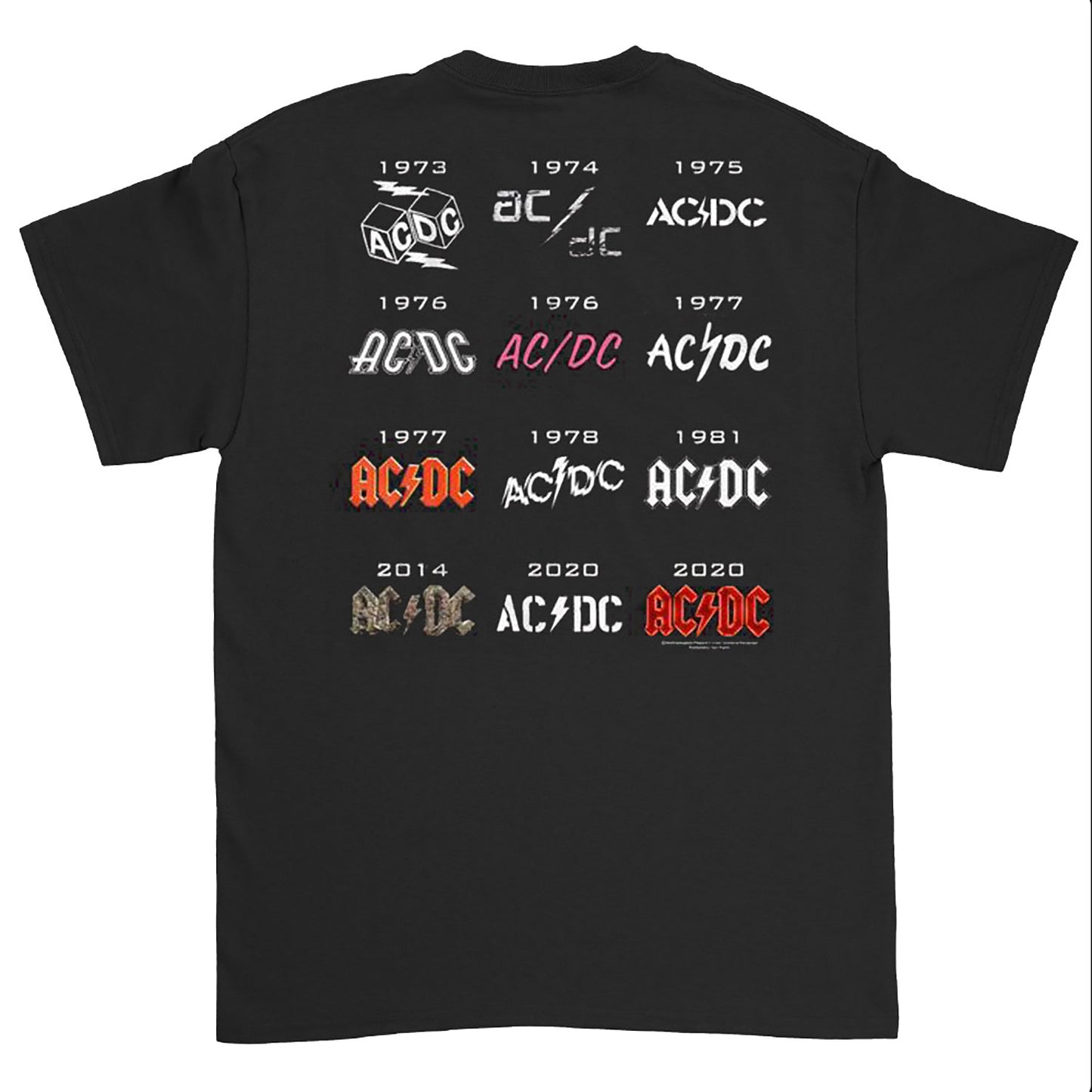 AC/DC 50 Years Logos Front Back T-shirt Back