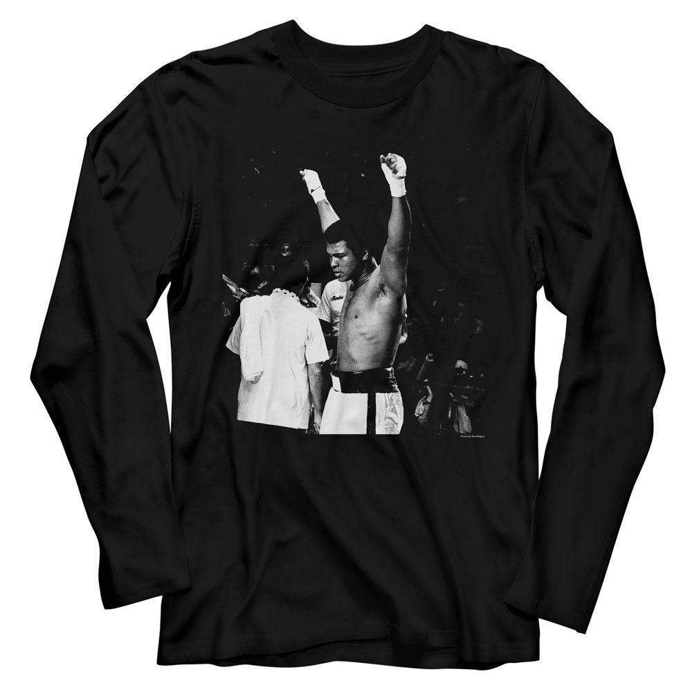 Muhammad Ali Hands In The Air Long Sleeve Front