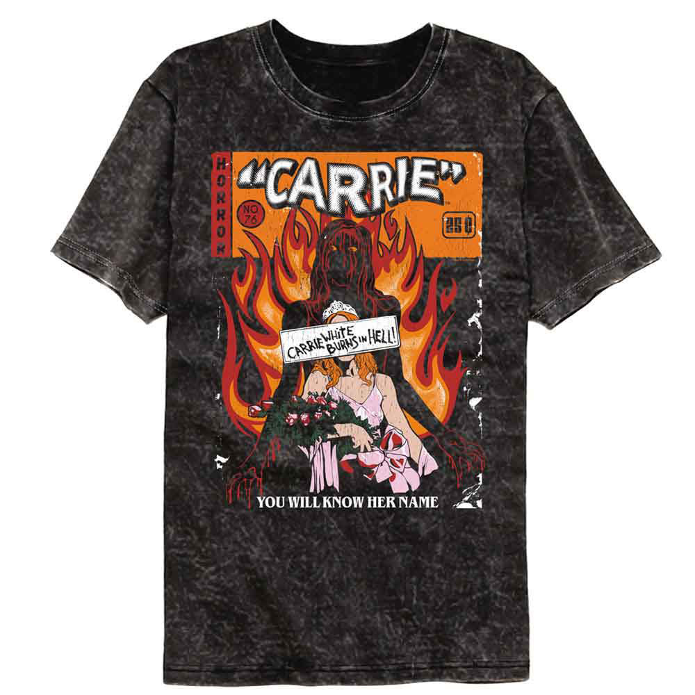 Carrie Flaming Cover Mineral Wash T-shirt Front