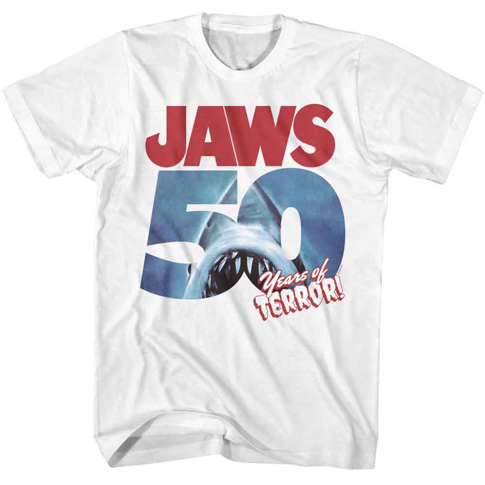 Jaws 50 Years Of Terror T-shirt Front
