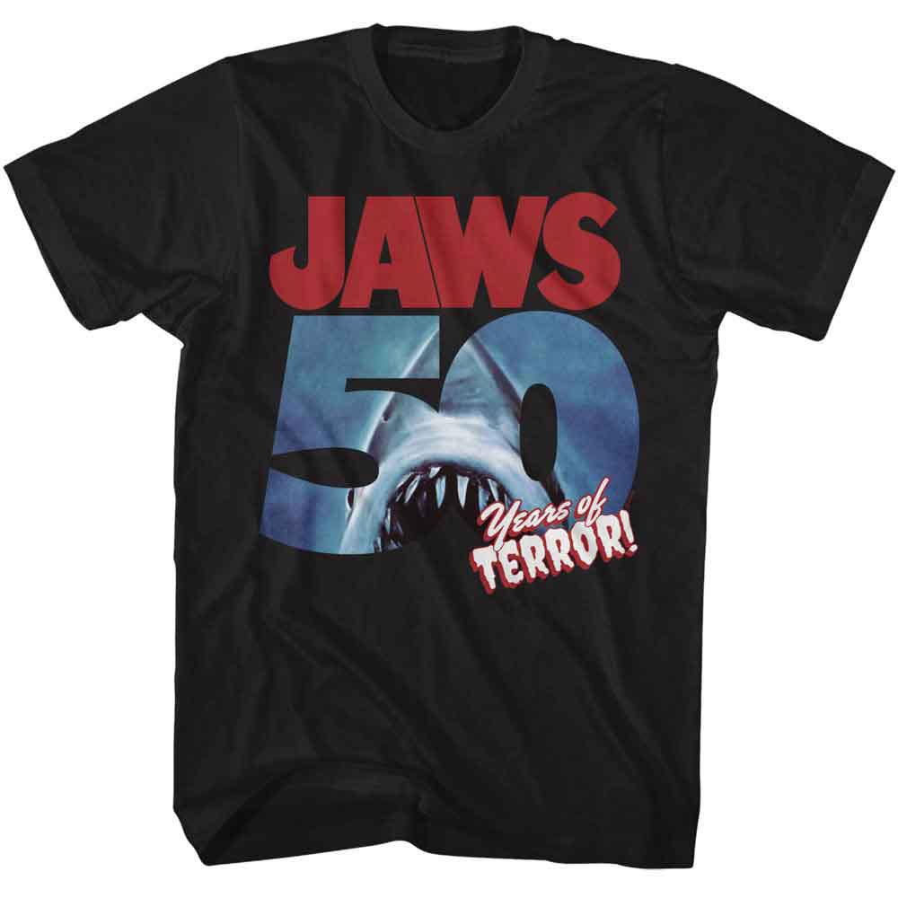 Jaws 50 Years Of Terror T-shirt Front