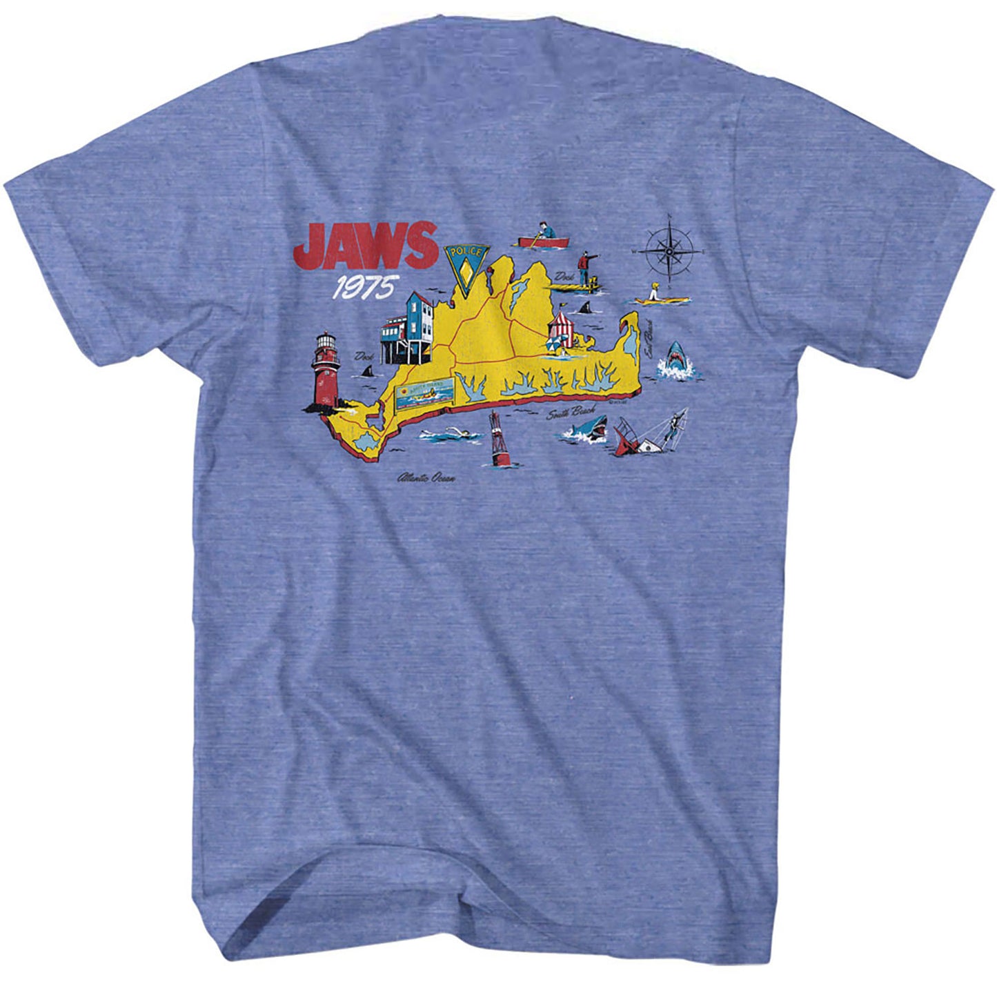 Jaws Amity Island Map T-shirt Back