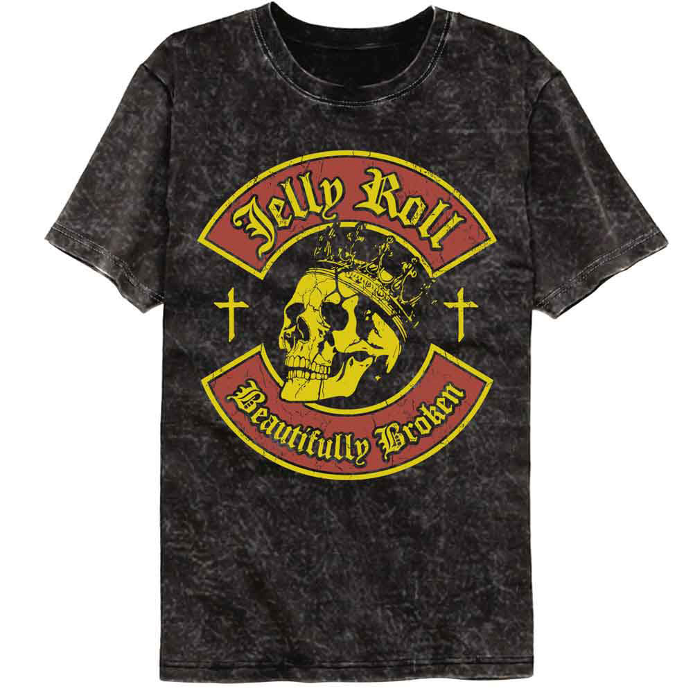 Jelly Roll Skull And Crosses Mineral Wash T-shirt Front