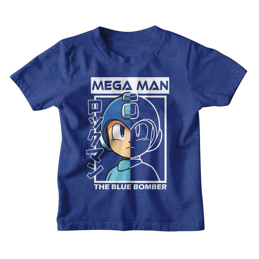 Mega Man Half Color Half Outline Youth T-shirt Front