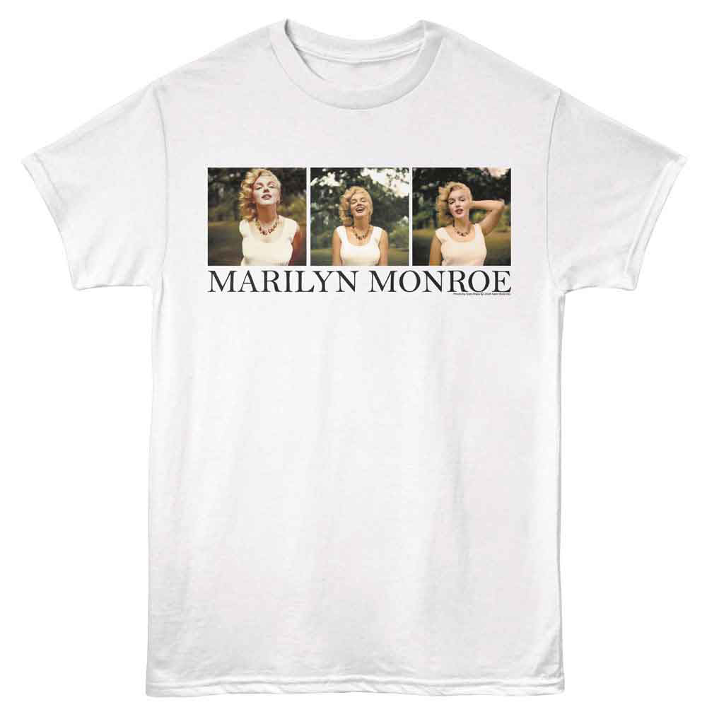 Marilyn Monroe Three Photos Outdoors T-shirt Front