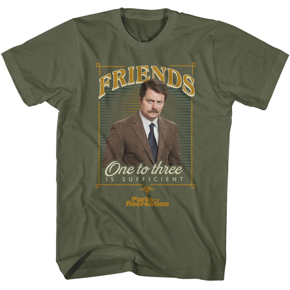 Parks And Recreation One To Three Is Sufficient T-shirt Front