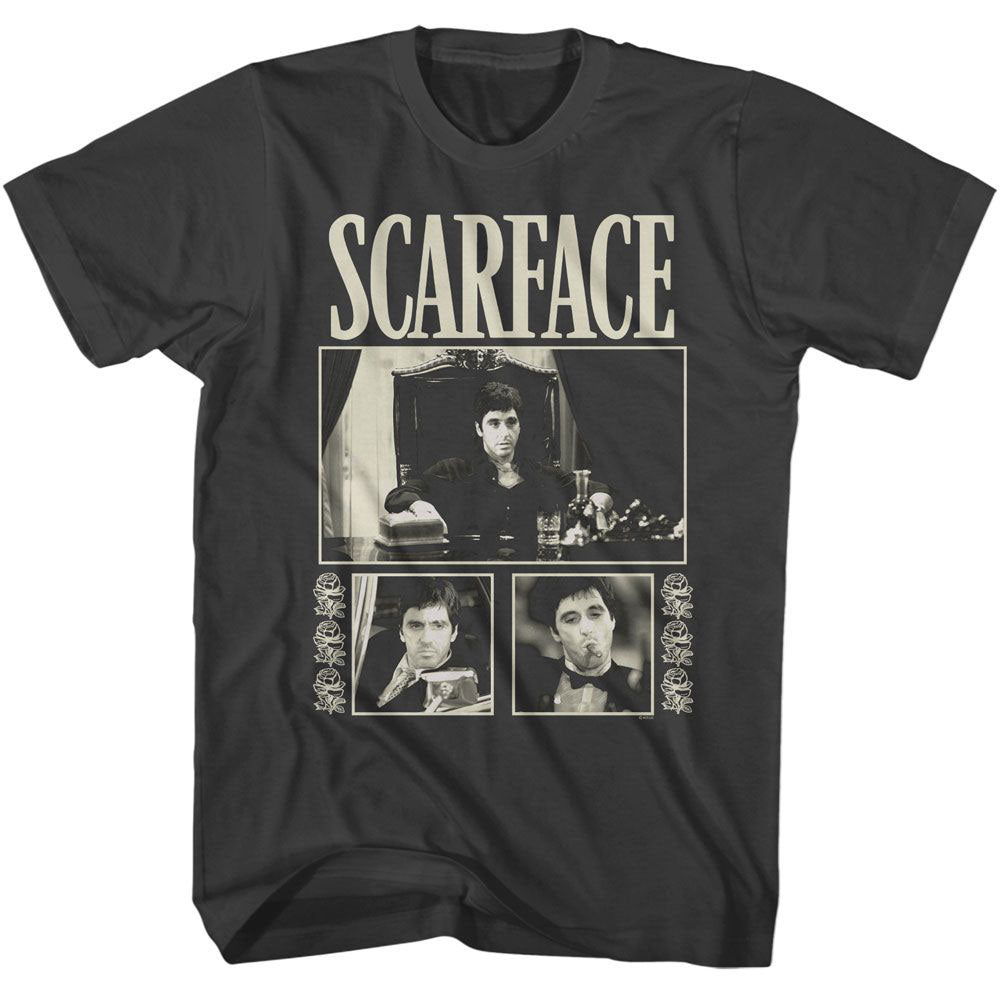 Scarface Three Photos With Roses T-shirt Front