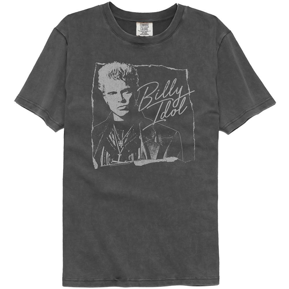 Billy Idol Torn And Cursive Washed T-shirt Front