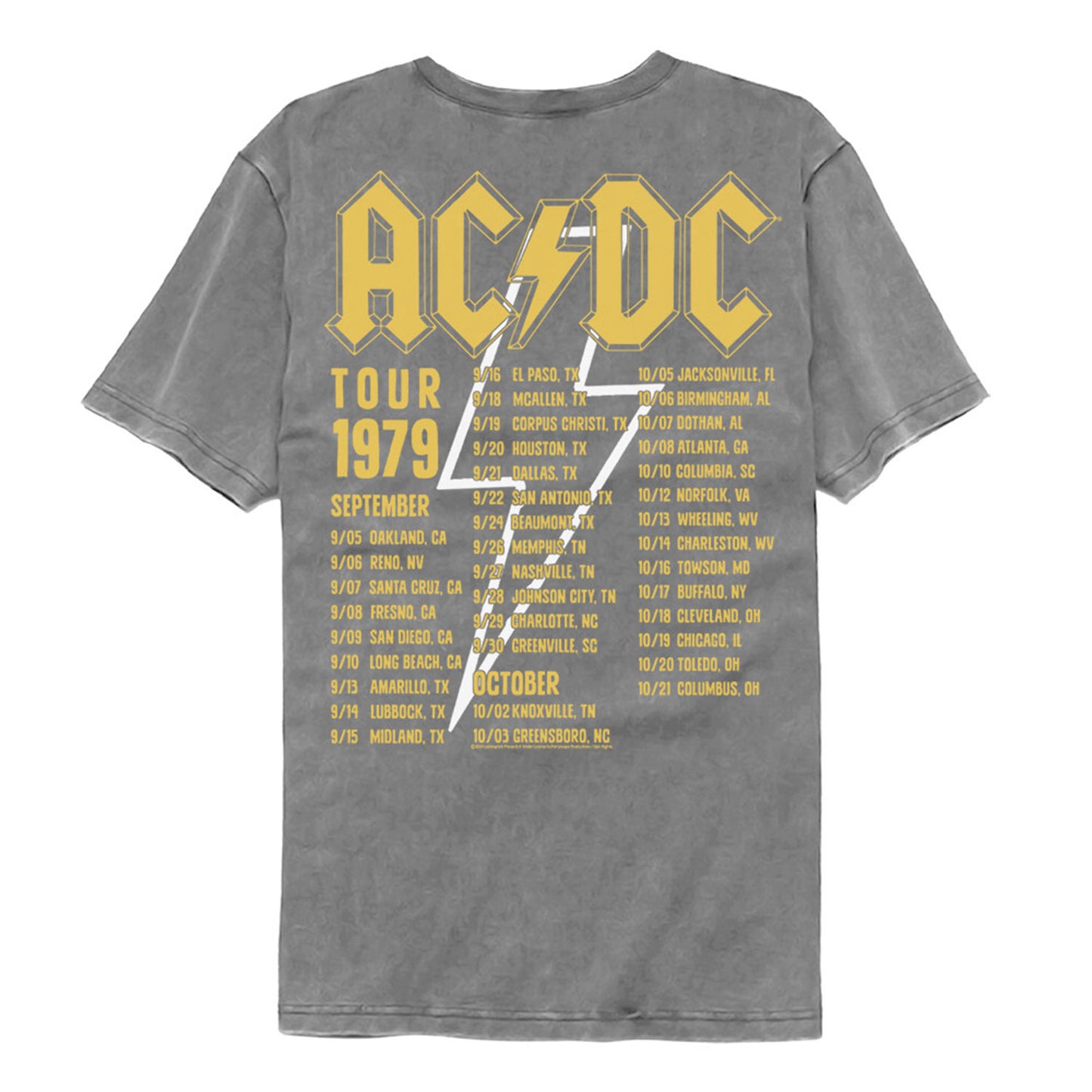 AC/DC Highway To Hell Tour 1979 Fb Comfort Color T-shirt Back