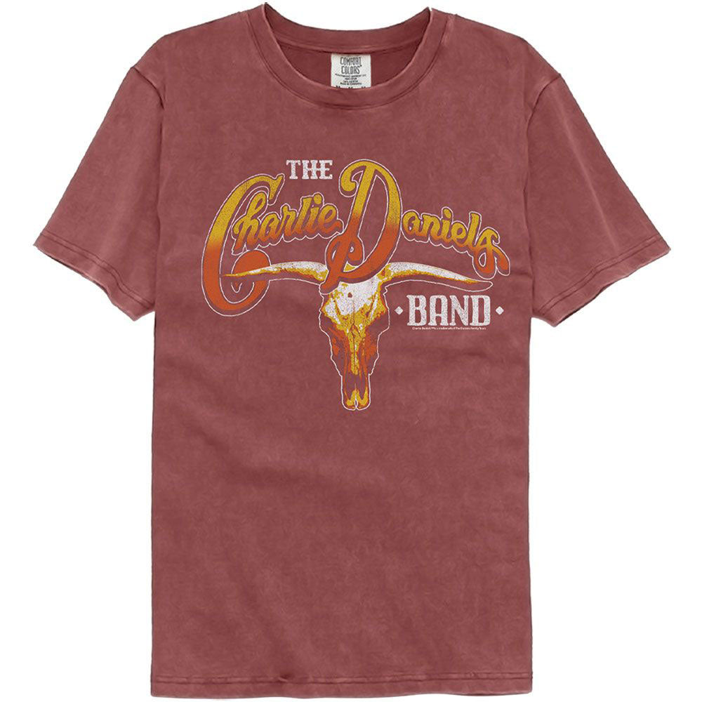 Charlie Daniels Band Cdb Cow Skull And Logo Comfort Color T-shirt Front