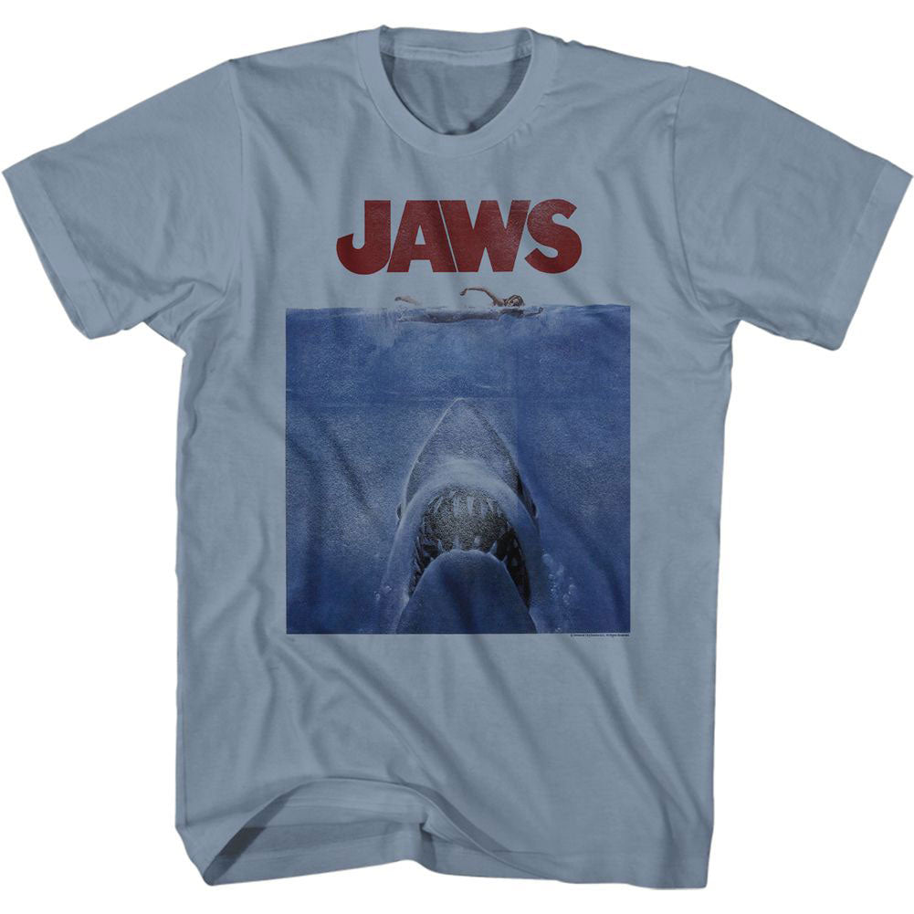 Jaws Poster Blue Comfort Color T-shirt Front