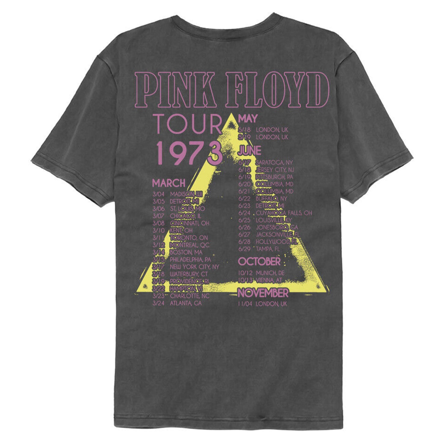 Pink Floyd Dsotm Tour 1973 F B Comfort Color T-shirt Back