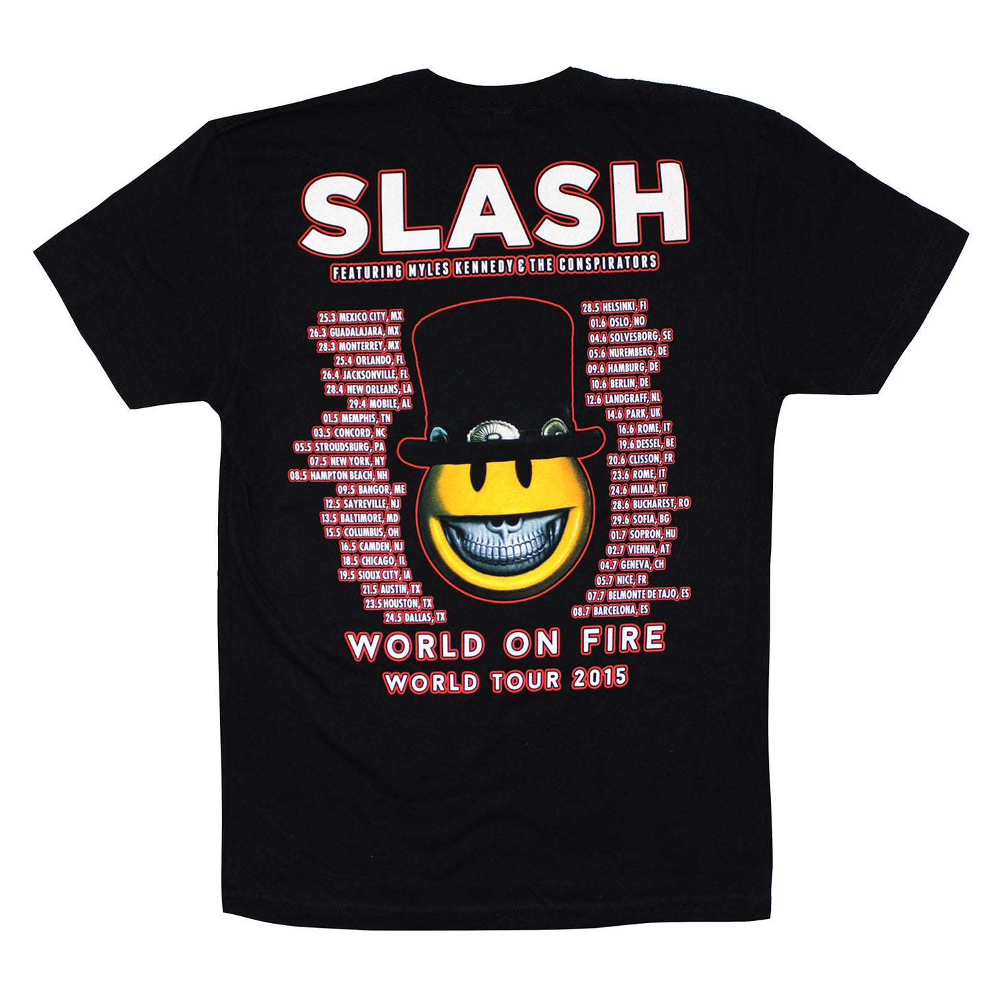 World On Fire World Tour 2015 (Mexico City - Barcelona) Slim Fit T-shirt