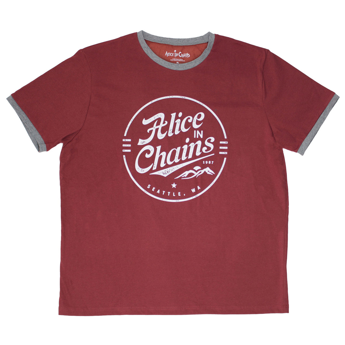 Alice In Chains Circle Emblem Unisex Ringer (Red) T-shirt Front