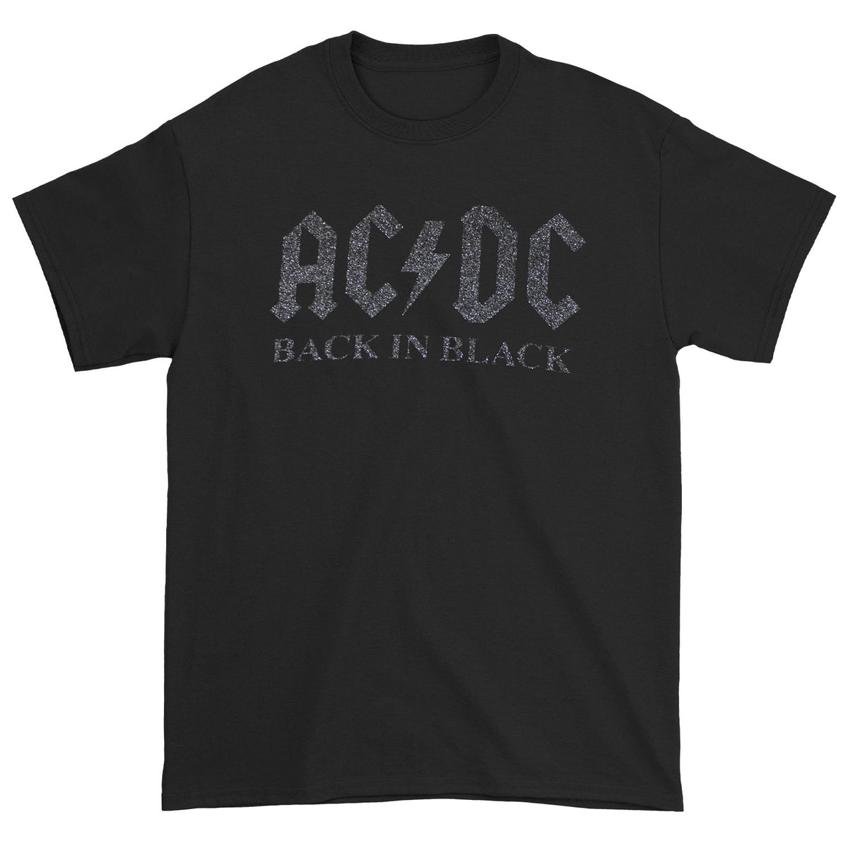 AC/DC Back In Black Glitter Logo T-shirt Front